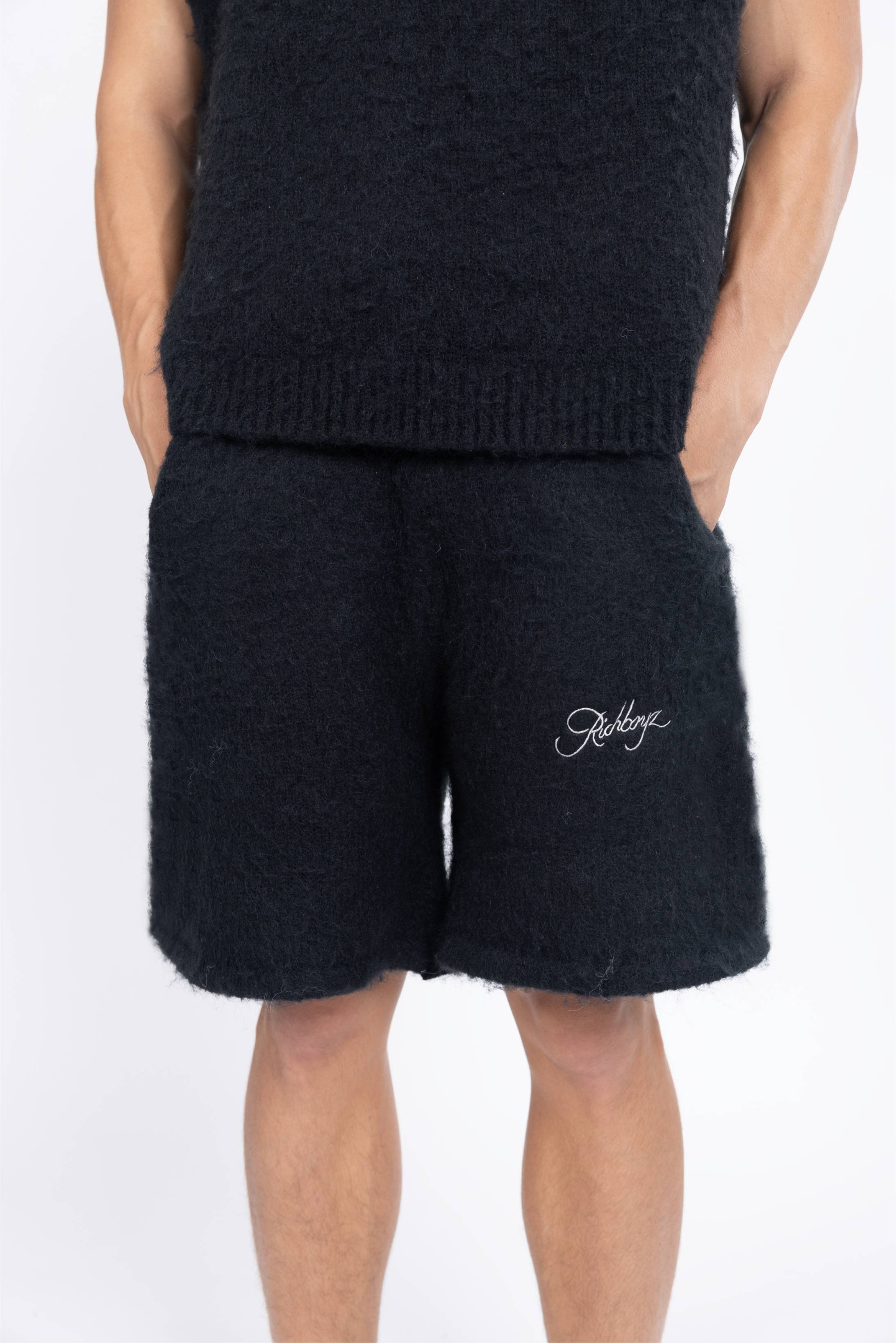 Knitted Mohair Shorts - Obsidian