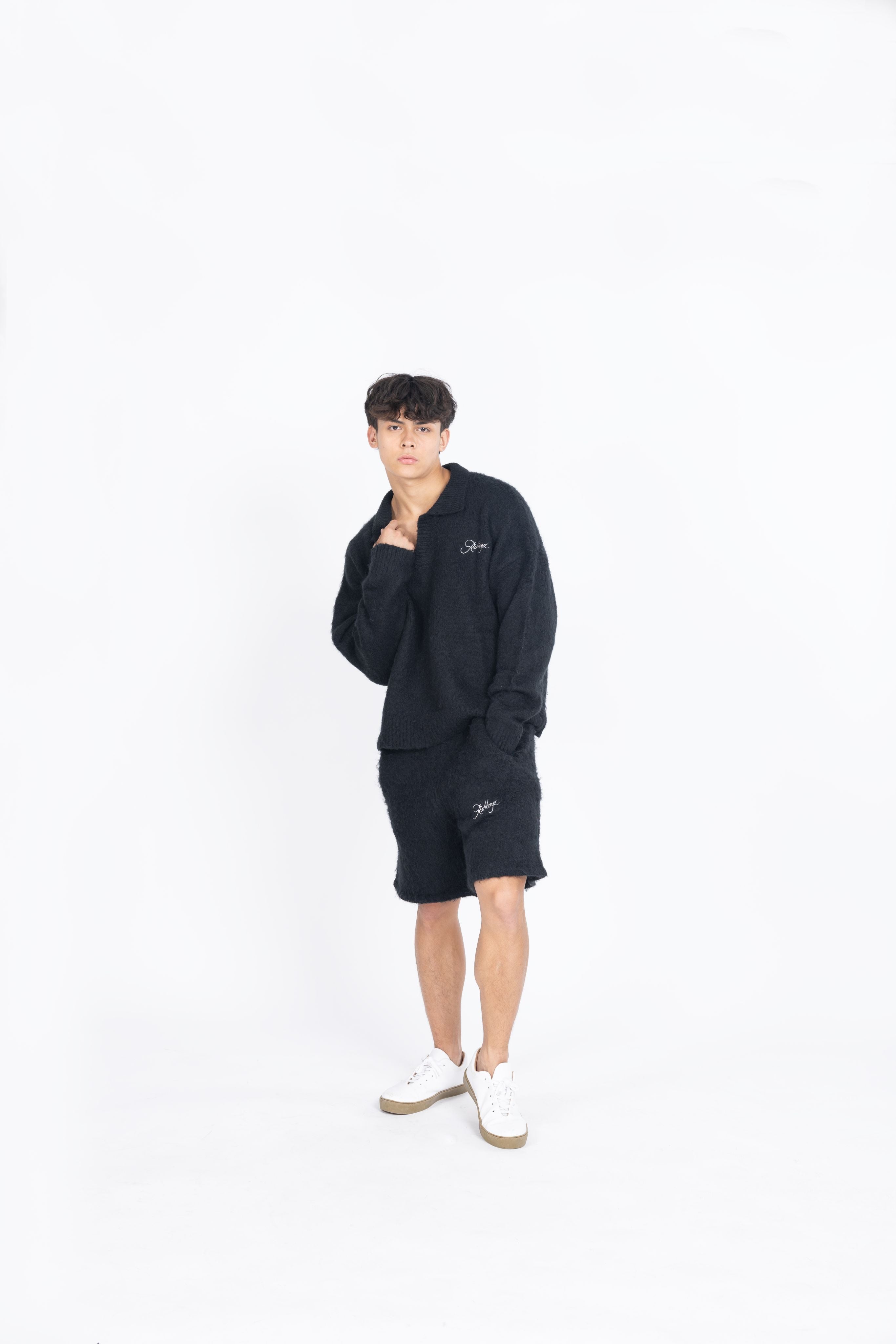 Knitted Mohair Polo - Obsidian