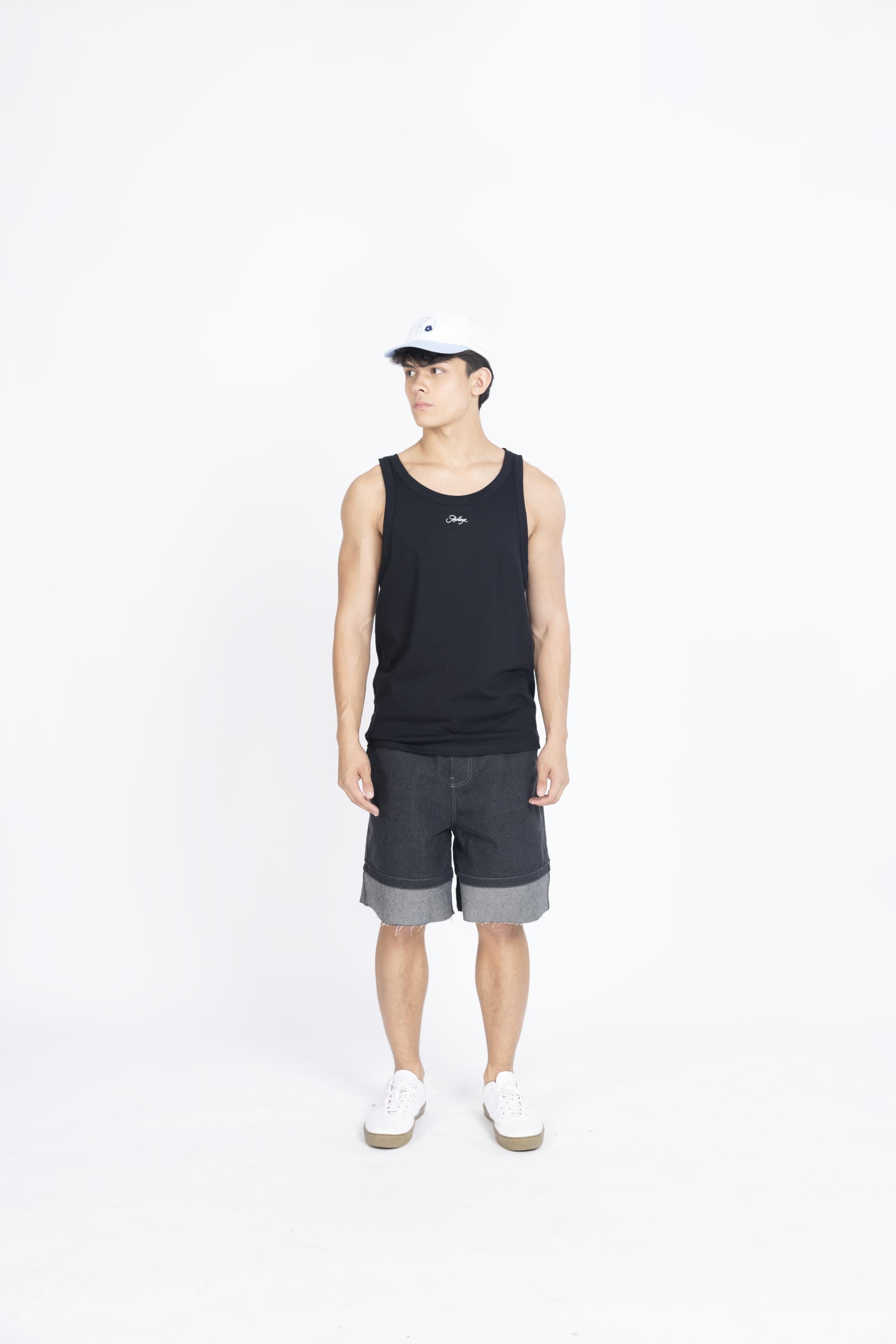 Cotton Rib Tank Top Men - Obsidian