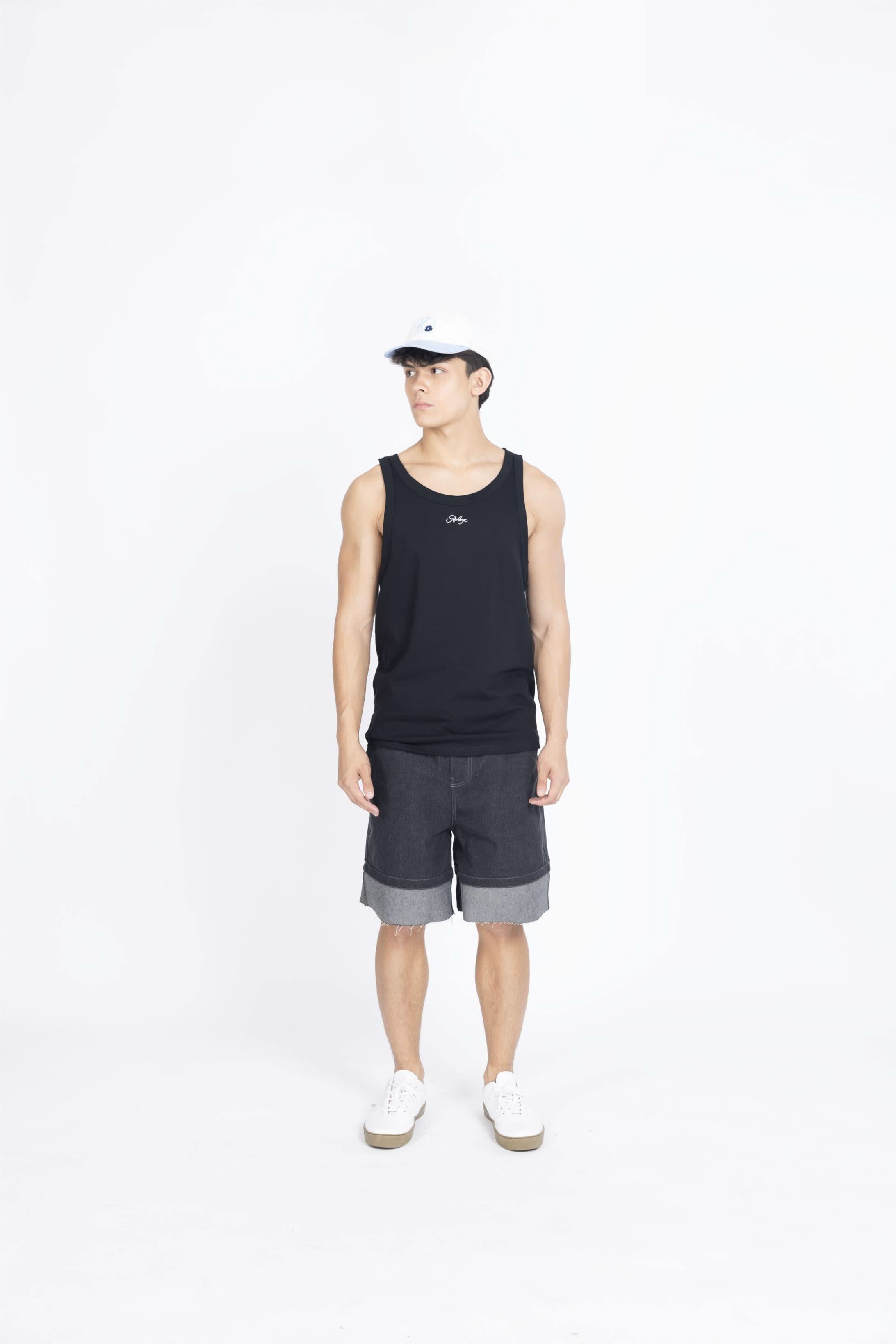 Cotton Rib Tank Top Men - Obsidian