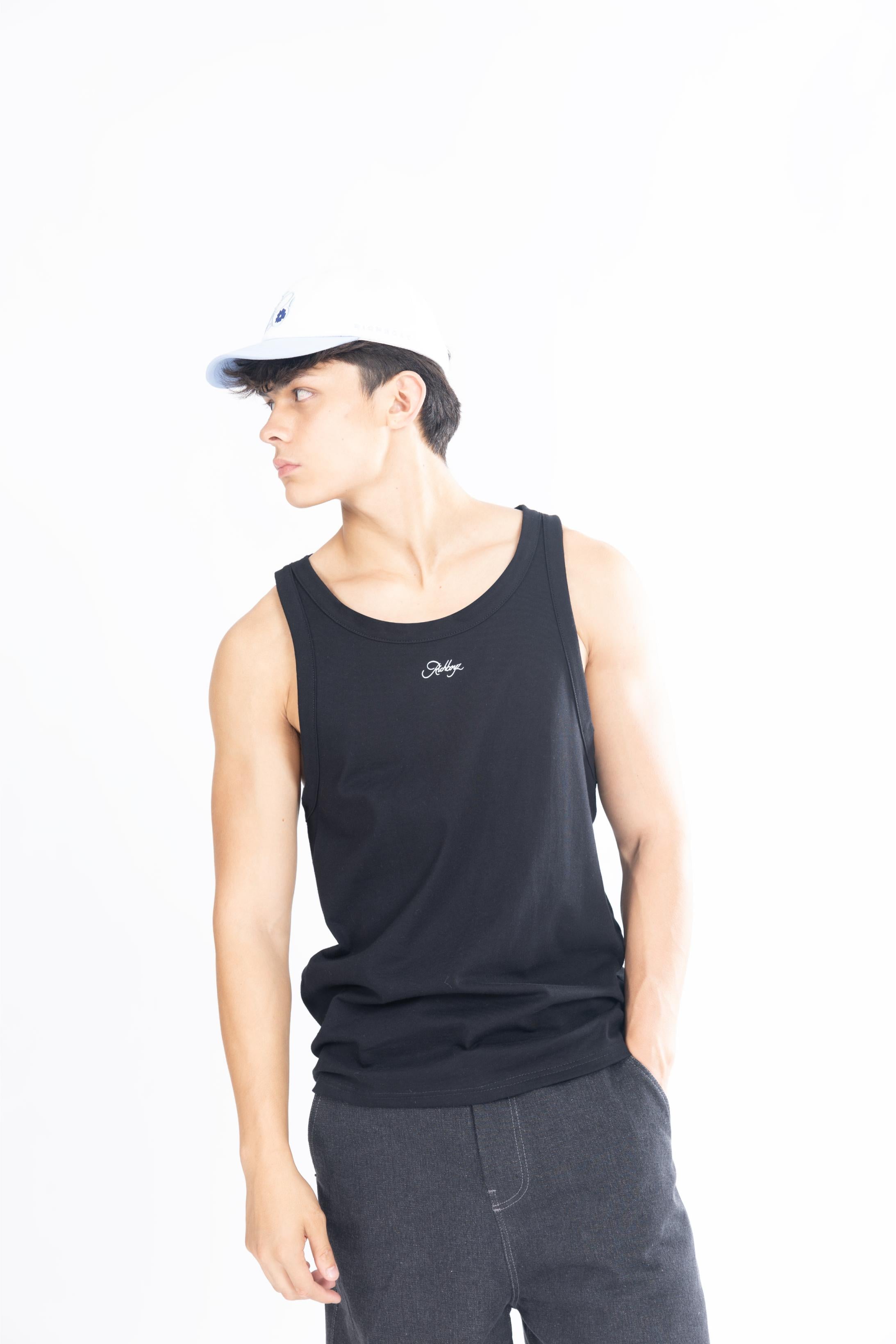 Cotton Rib Tank Top Men - Obsidian