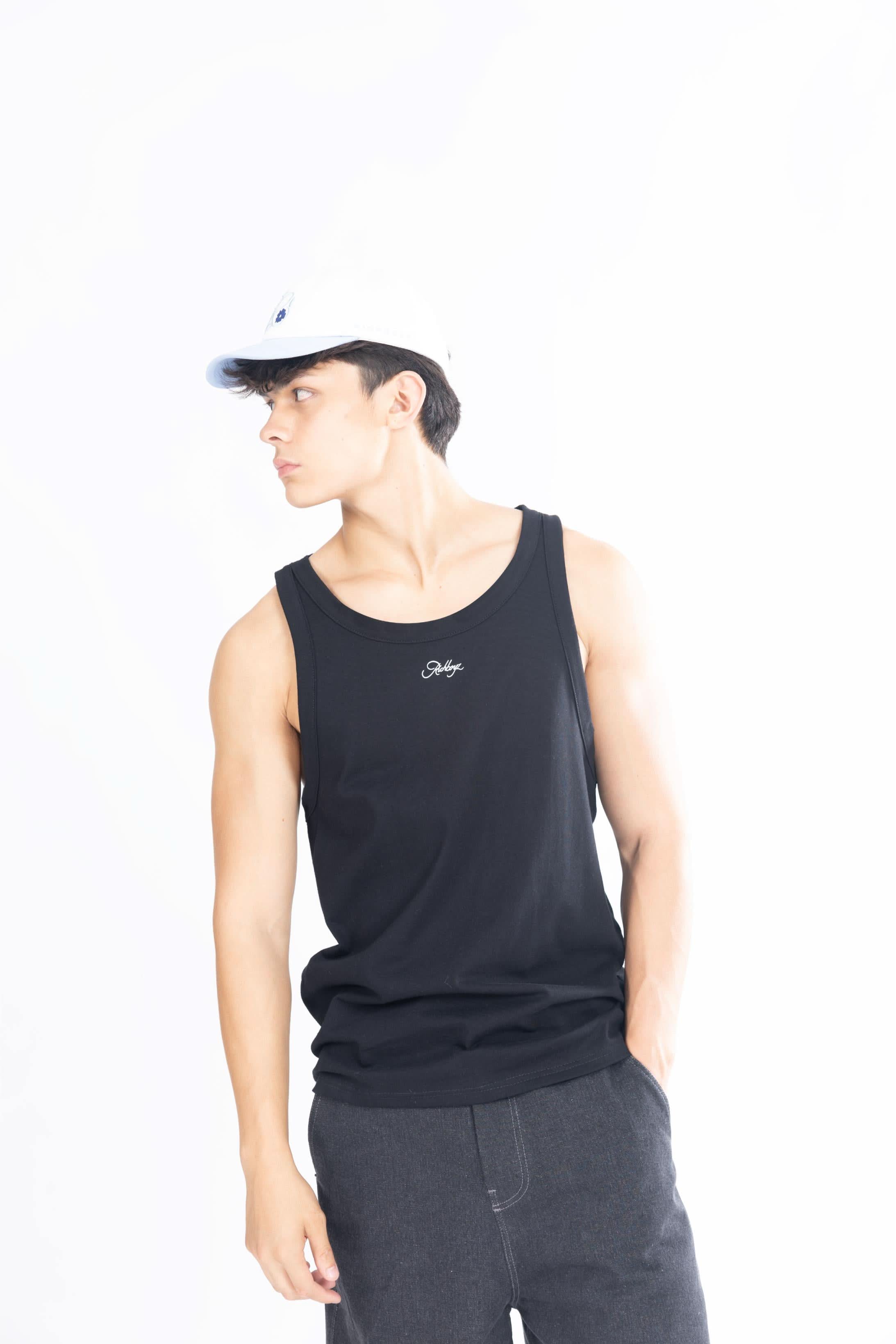 Cotton Rib Tank Top Men - Obsidian