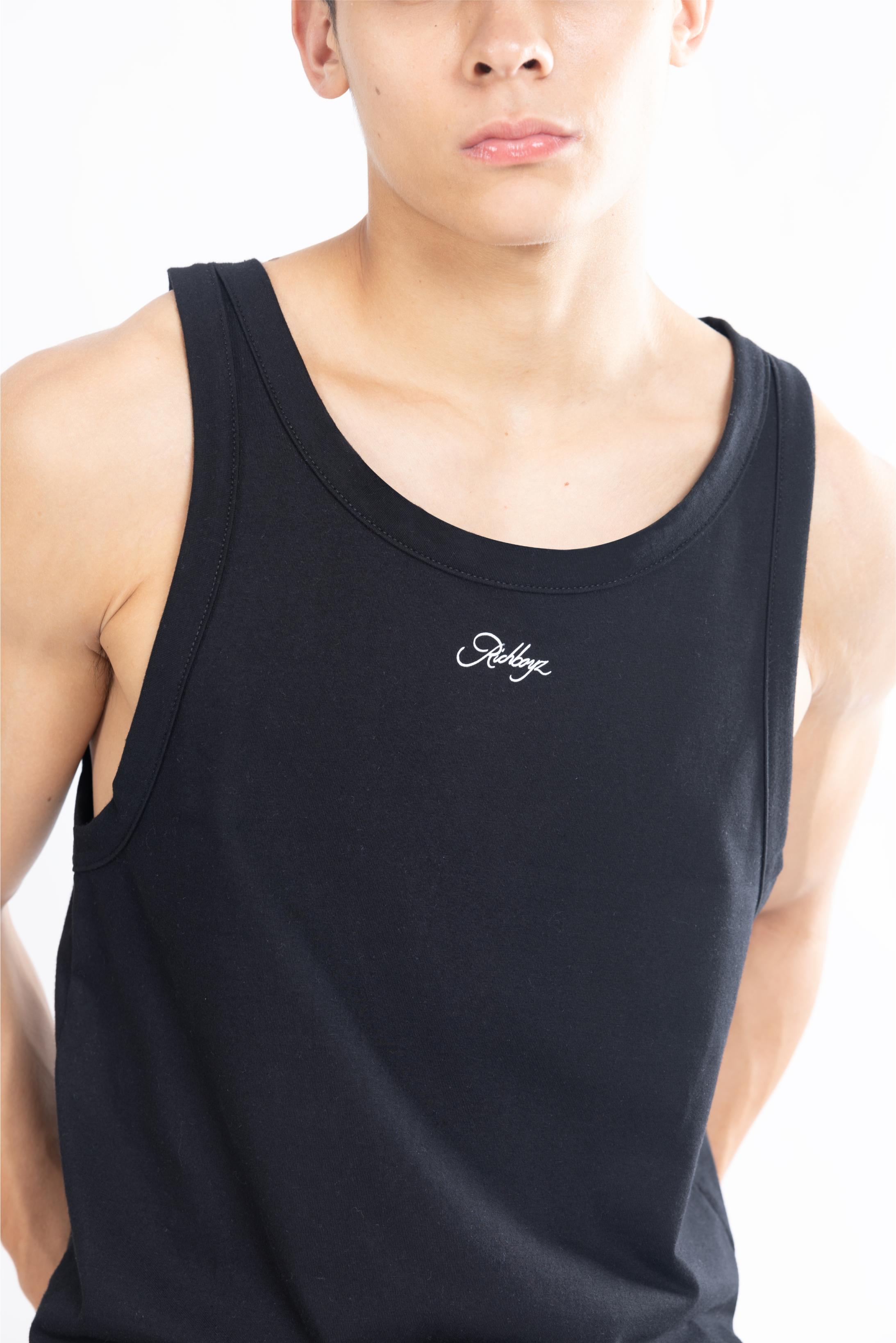 Cotton Rib Tank Top Men - Obsidian