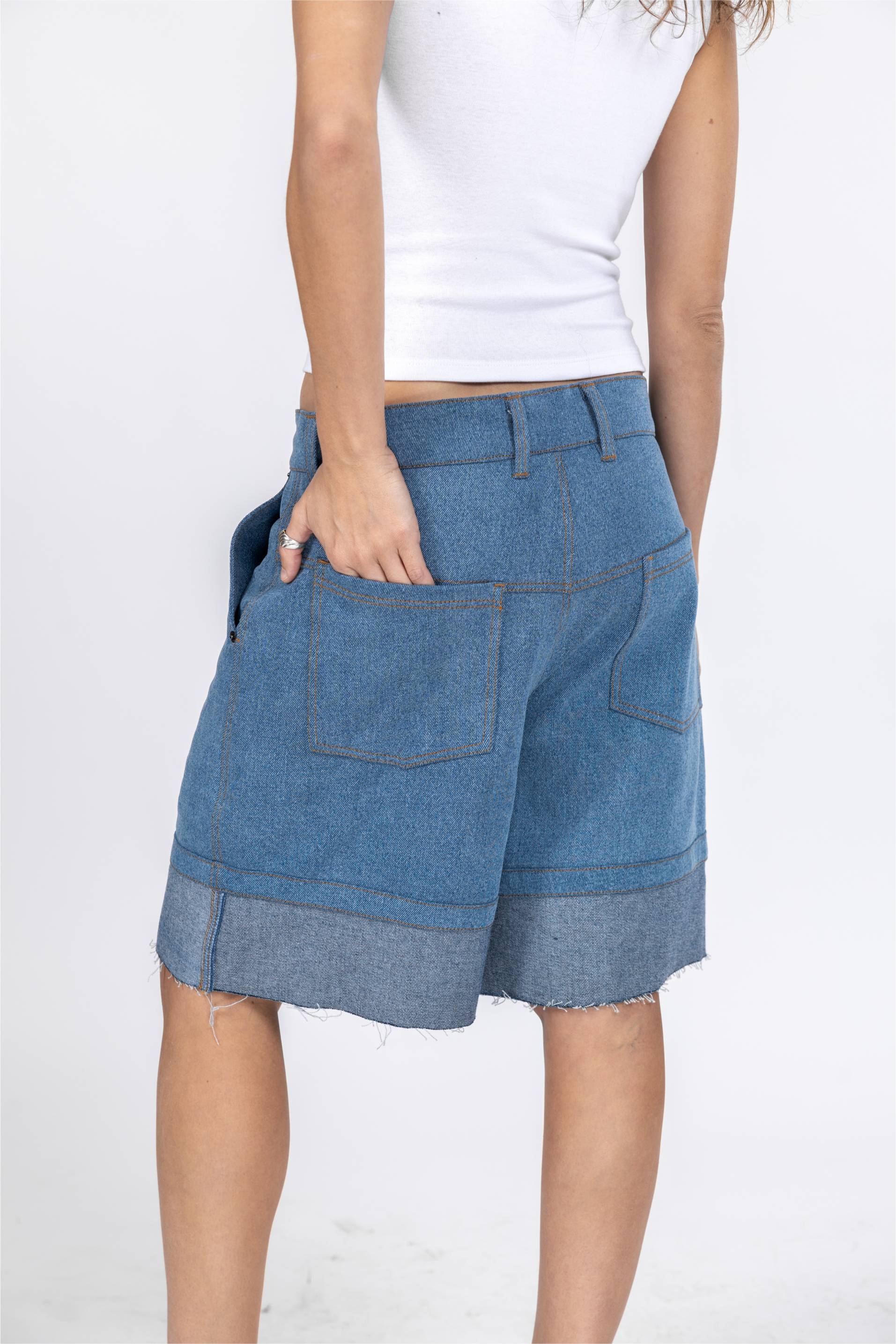 Inverse Denim Shorts - Dull Blue