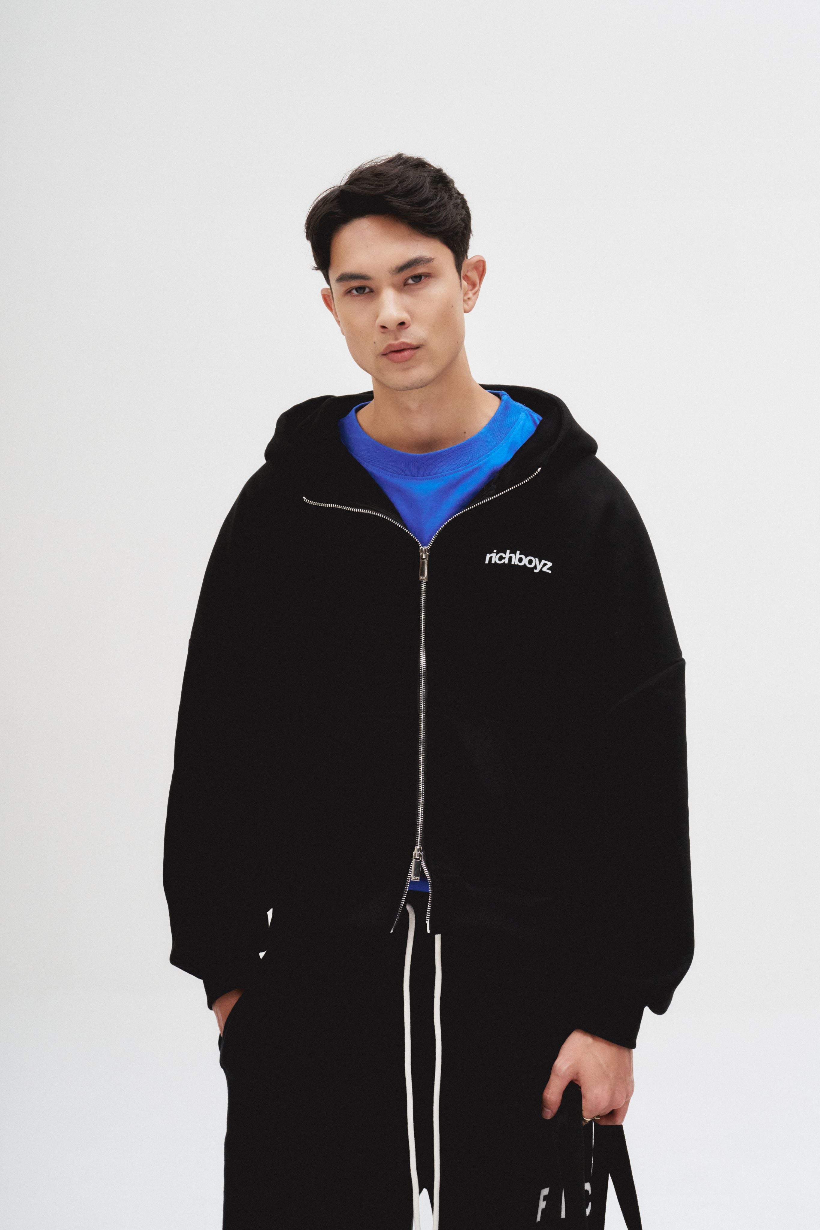 Double Zip Box Hoodie - Cosmic Black