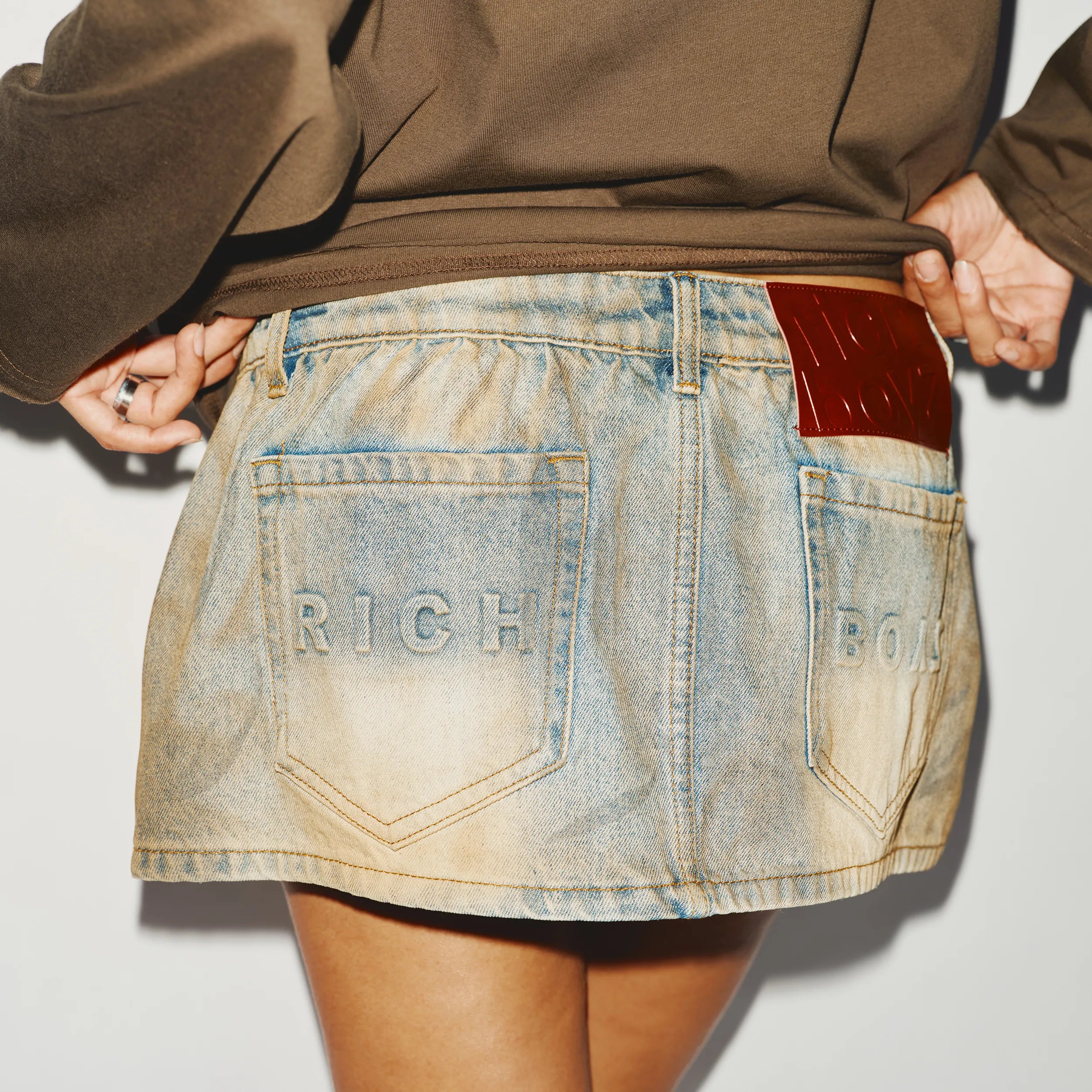 Denim Micro Skirt - Mud