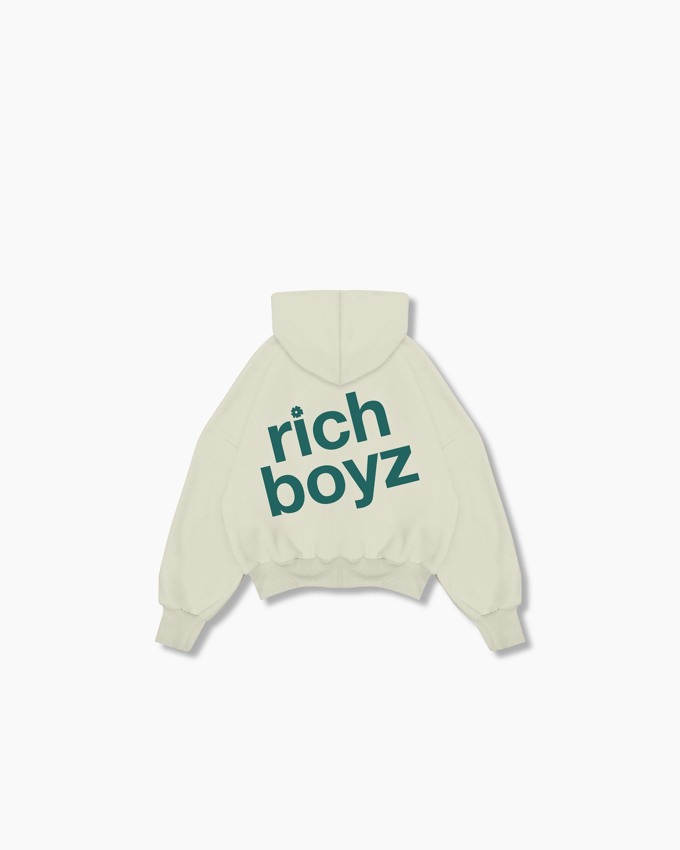 Double Zip Box Hoodie - Cream