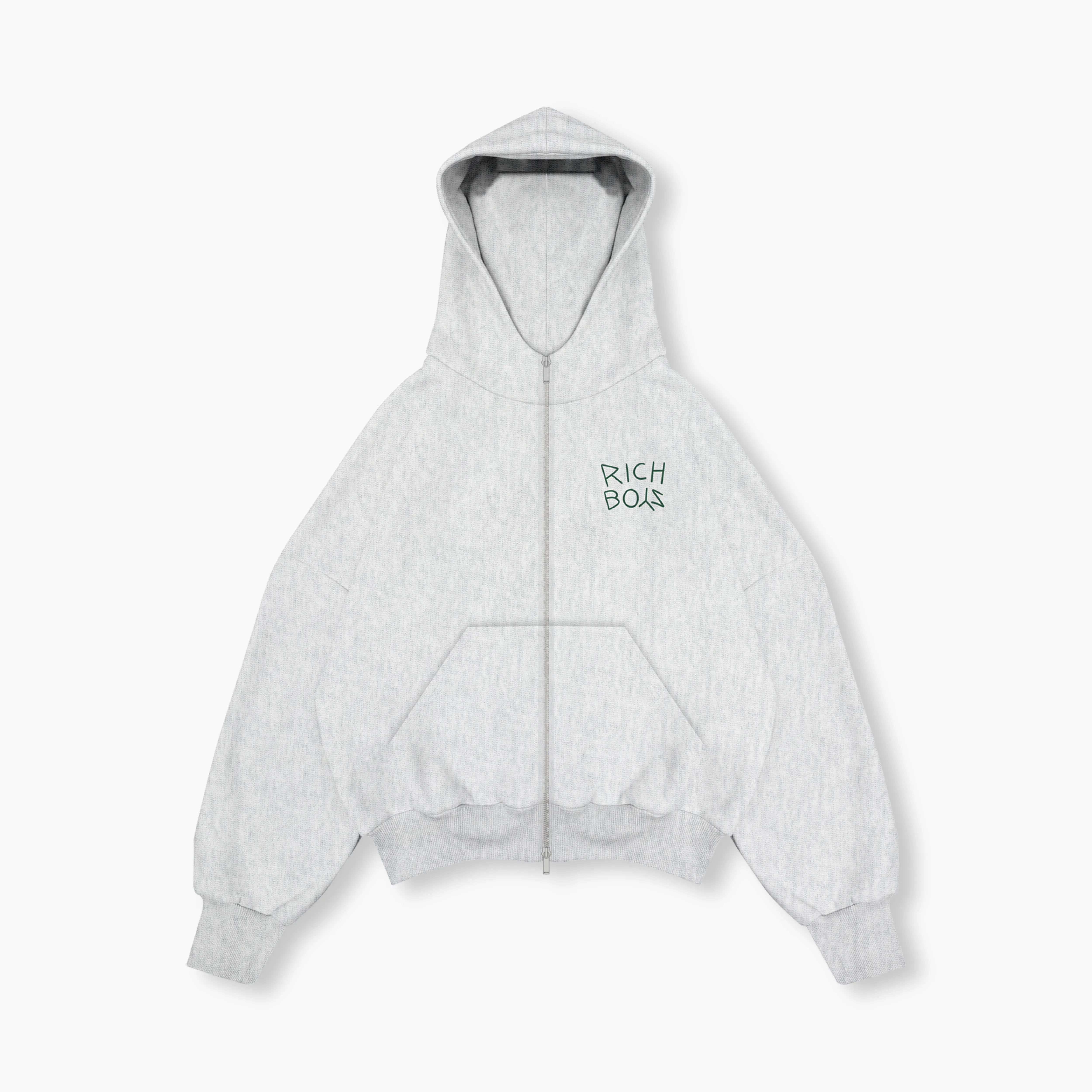 Double Zip Box Hoodie - Heather Gray