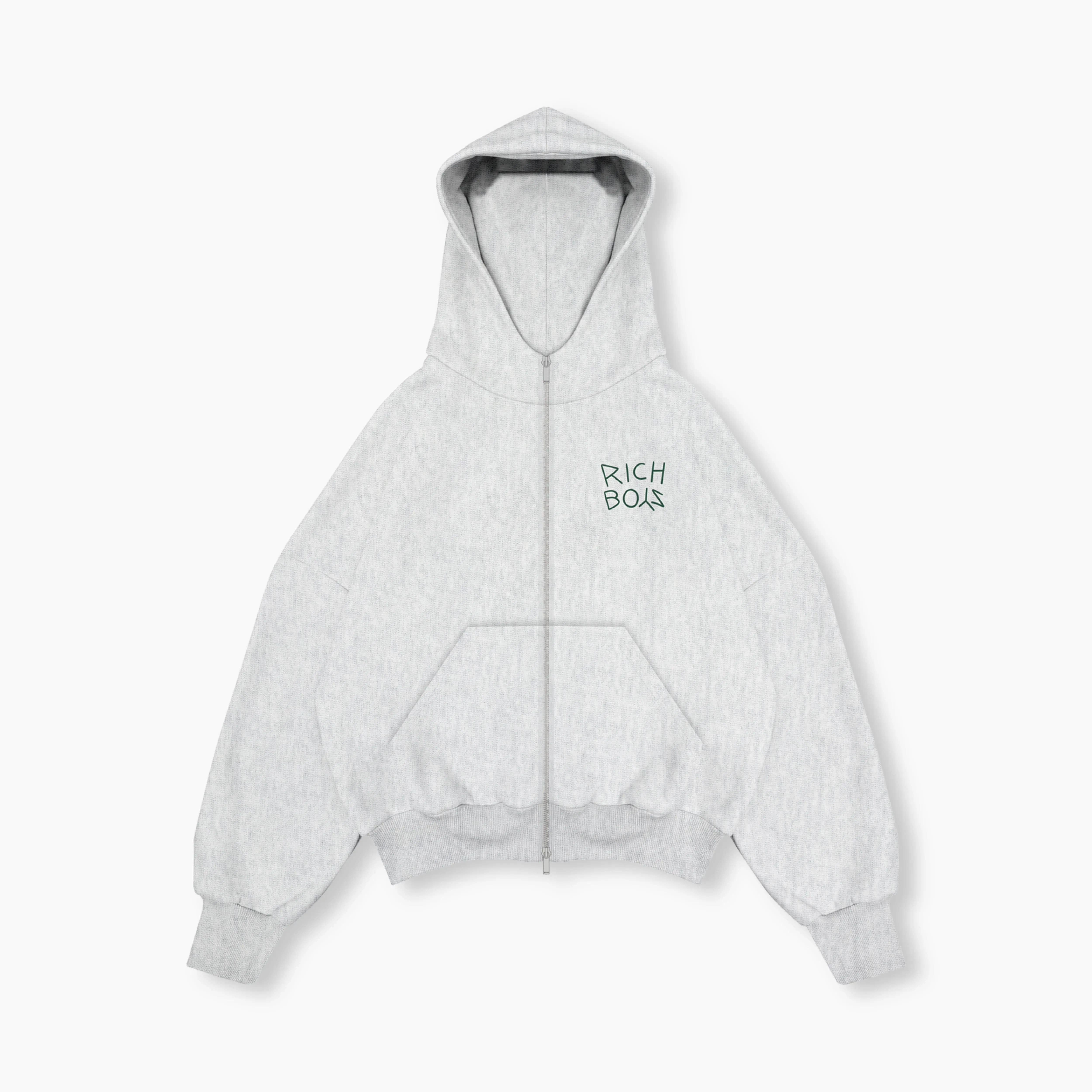 Double Zip Box Hoodie - Heather Gray