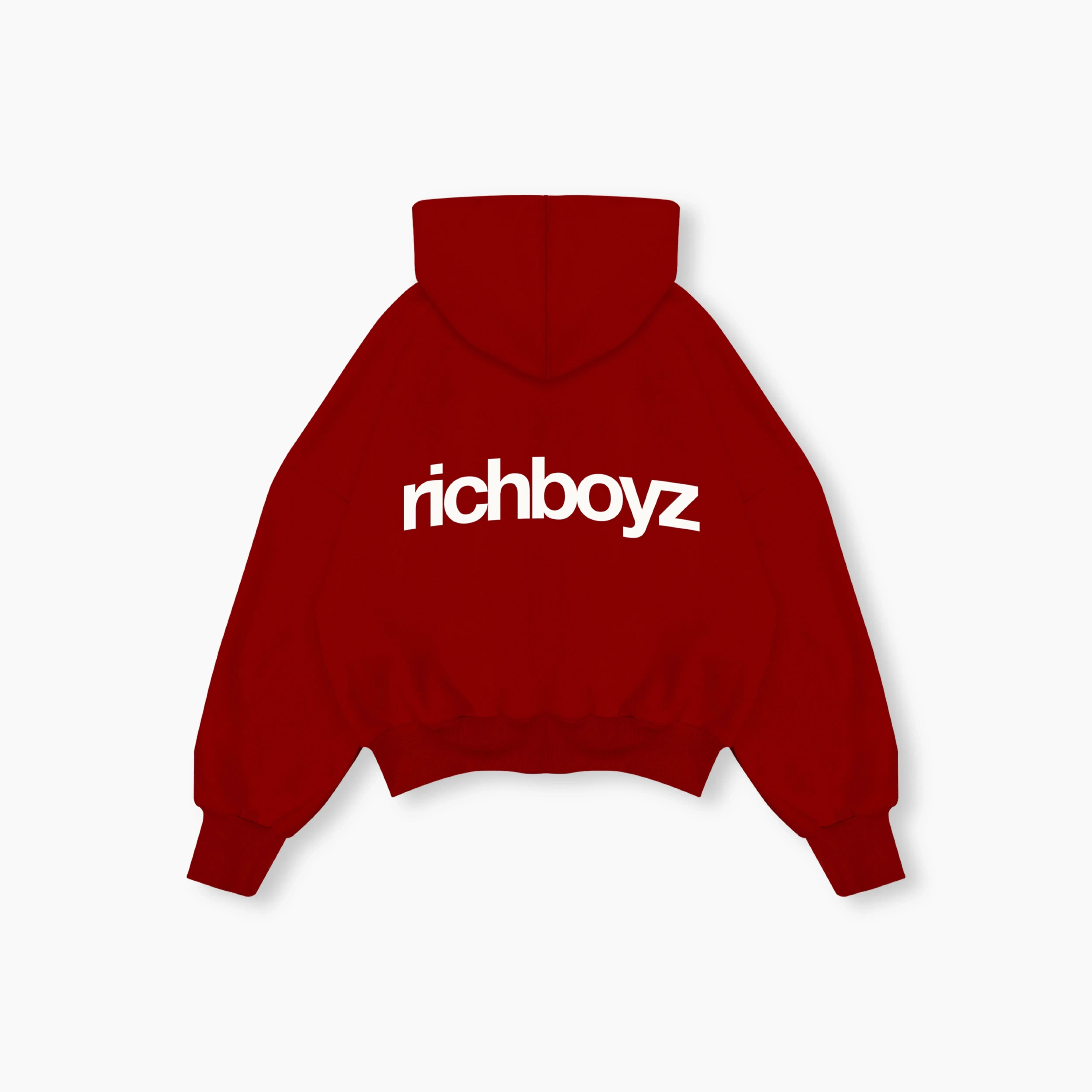 Double Zip Box Hoodie - Cane Red