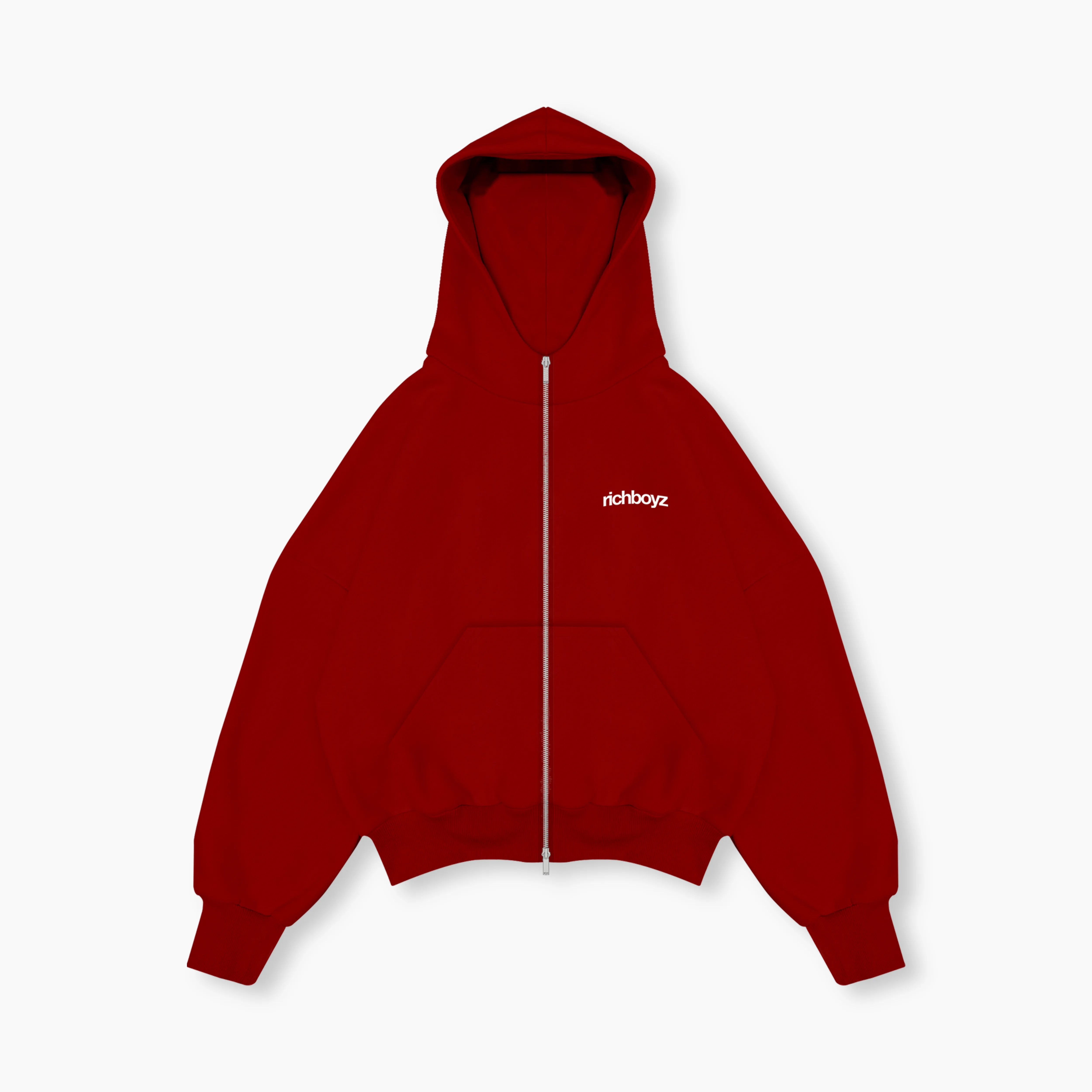 Double Zip Box Hoodie - Cane Red