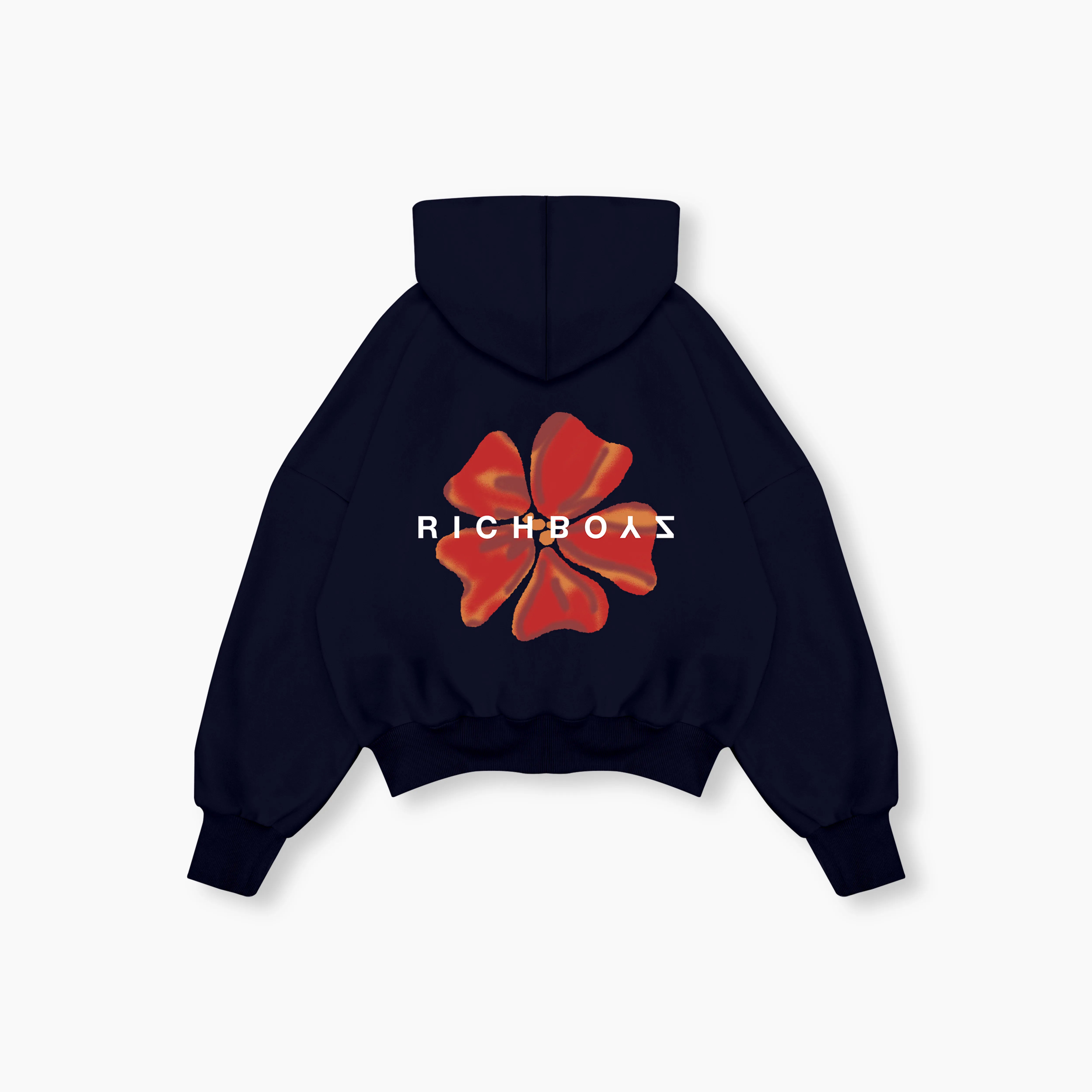 Double Zip Box Hoodie - Navy Blue