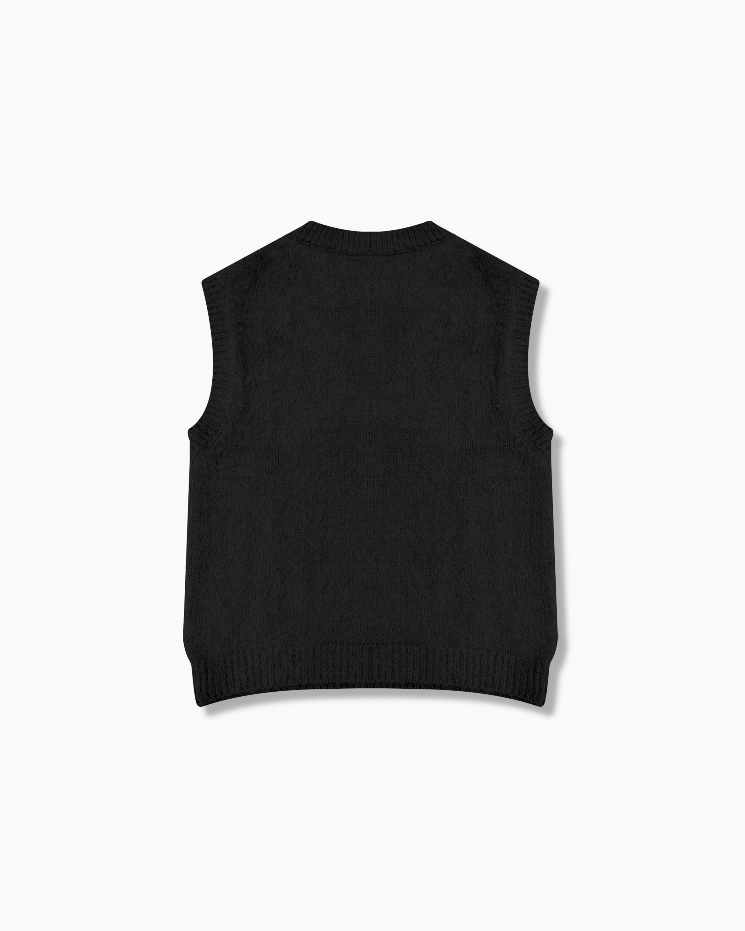 Knitted Mohair Vest - Obsidian