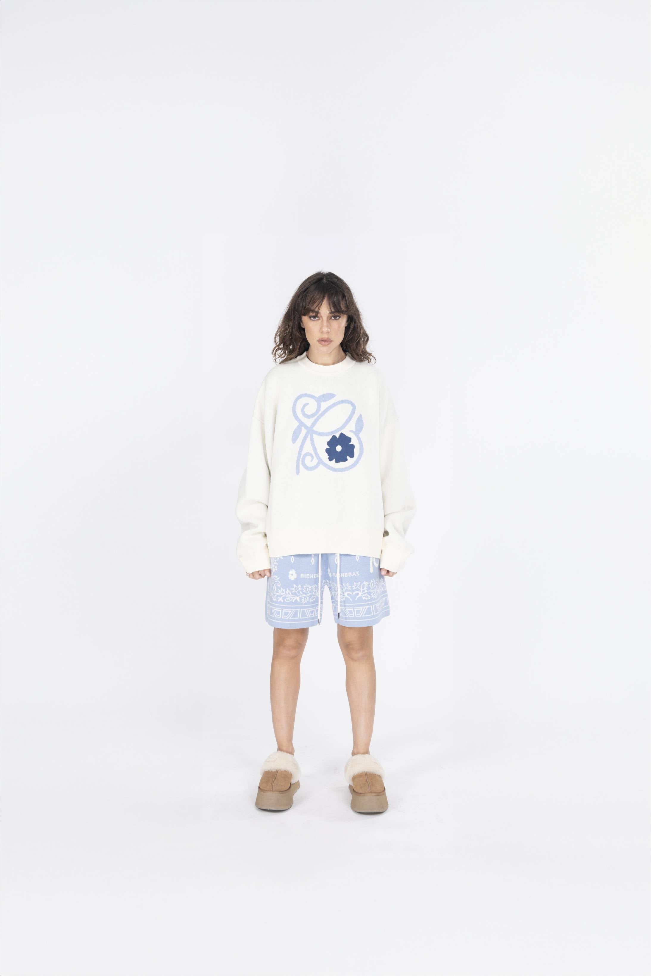 Knitted Porcelain Shorts - Sky