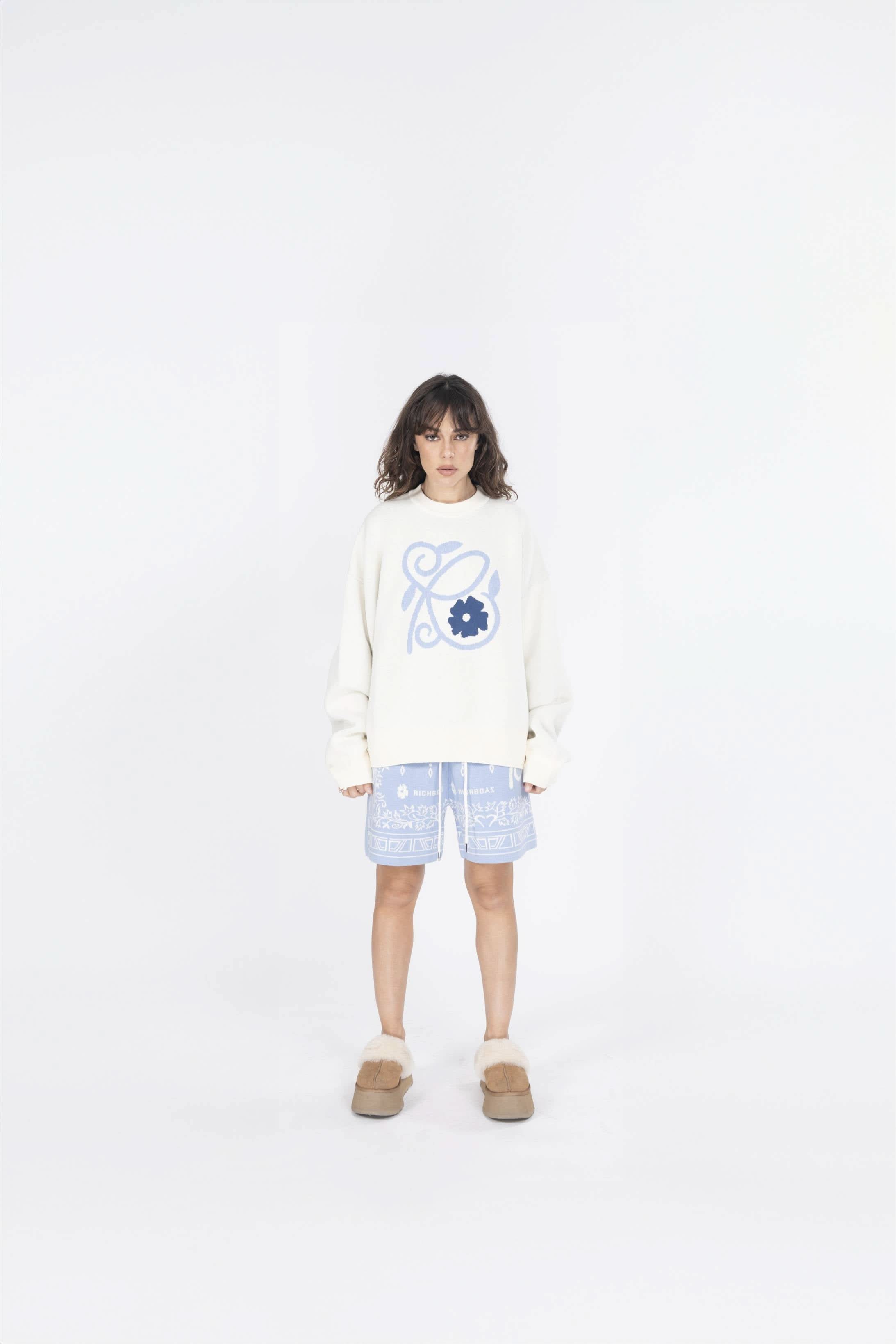 Knitted Porcelain Shorts - Sky