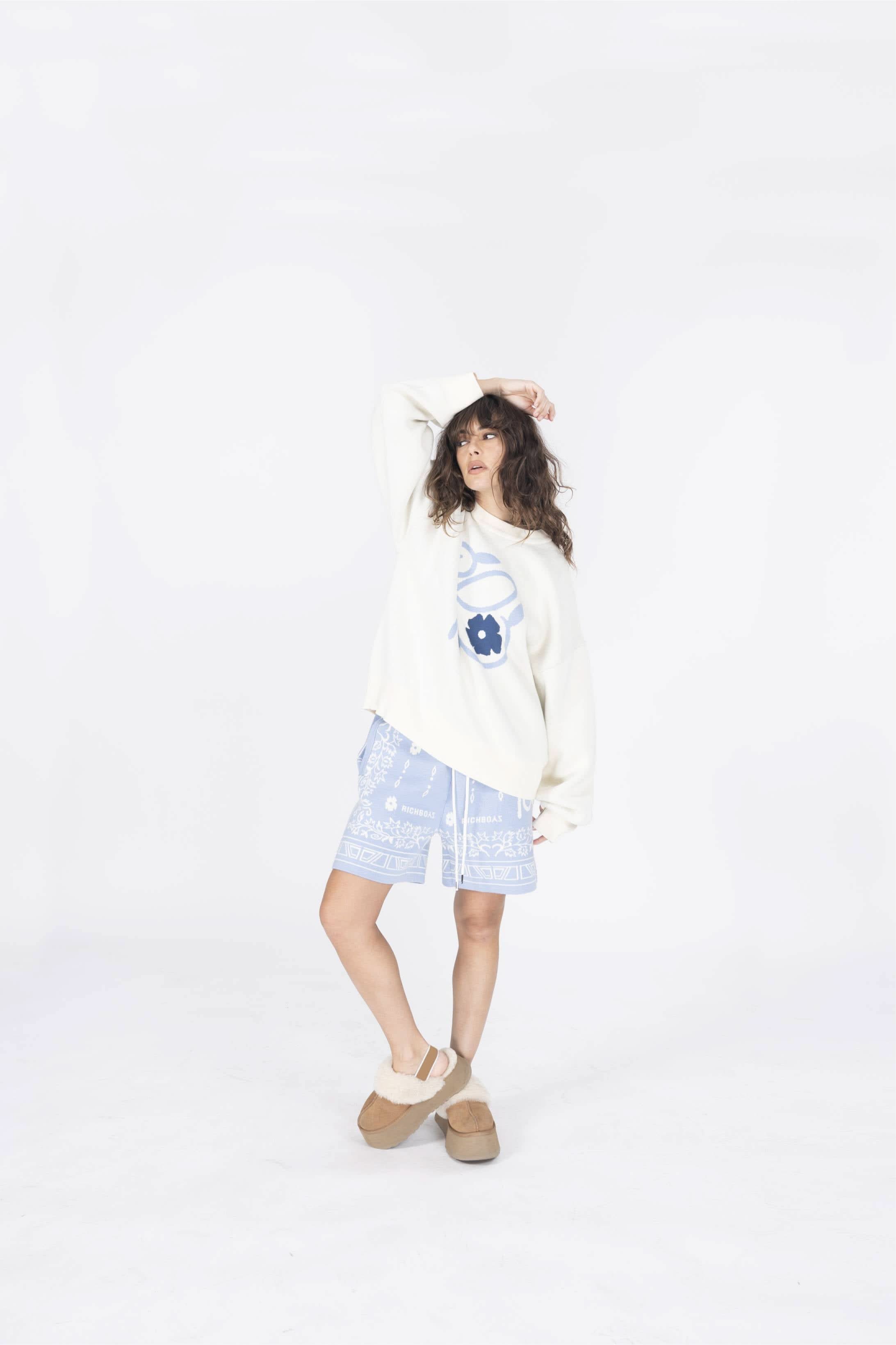 Knitted Porcelain Shorts - Sky