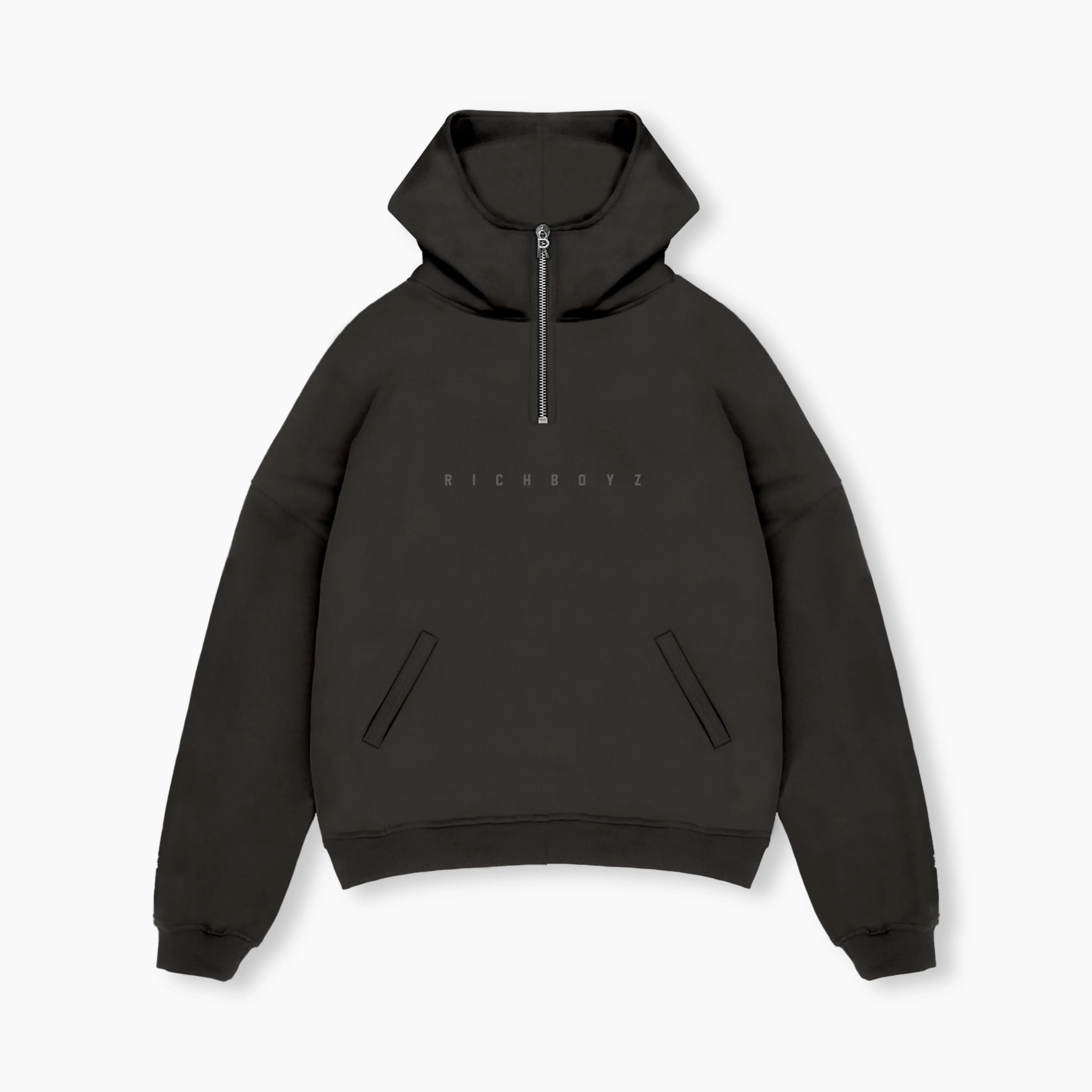QUARTER ZIP HOODIE - COAL
