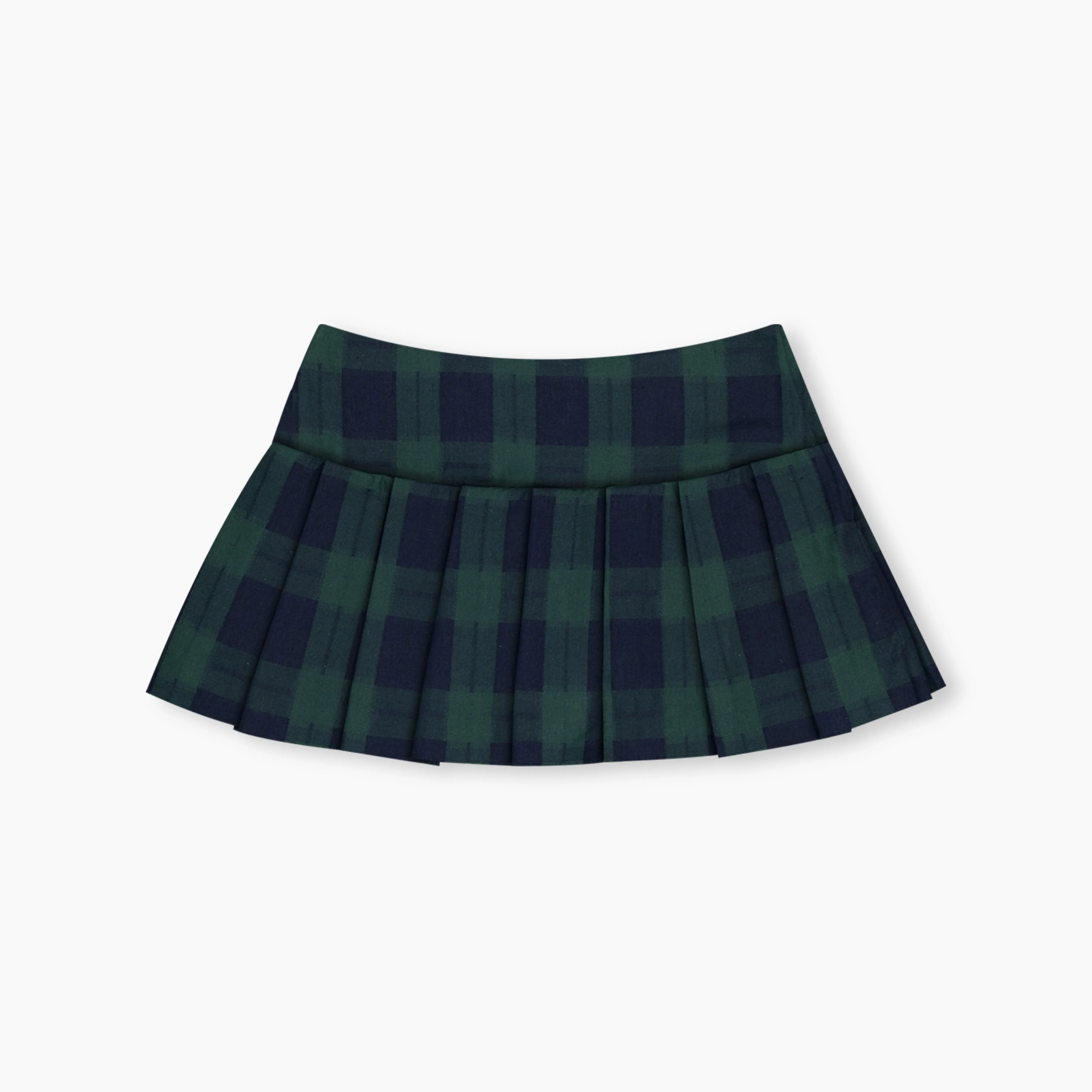 Pleated Mini Skirt - Checkered