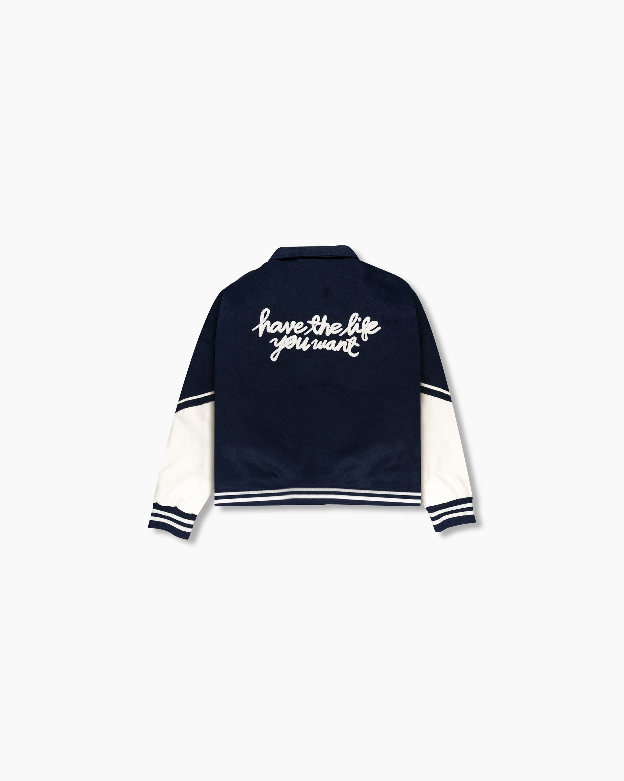 Wool Varsity Jacket - Navy Blue