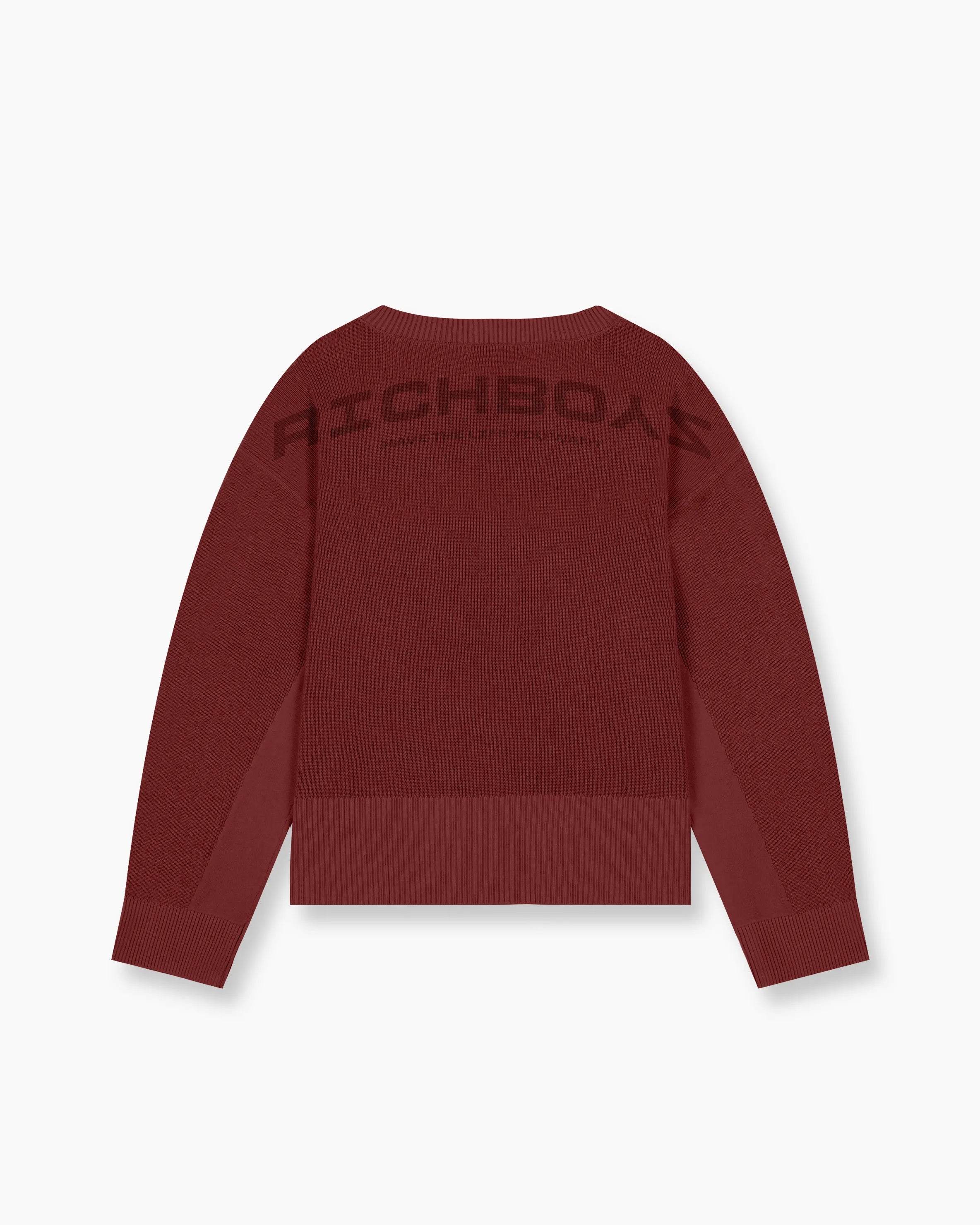 Washed Knitted Sweater - Red
