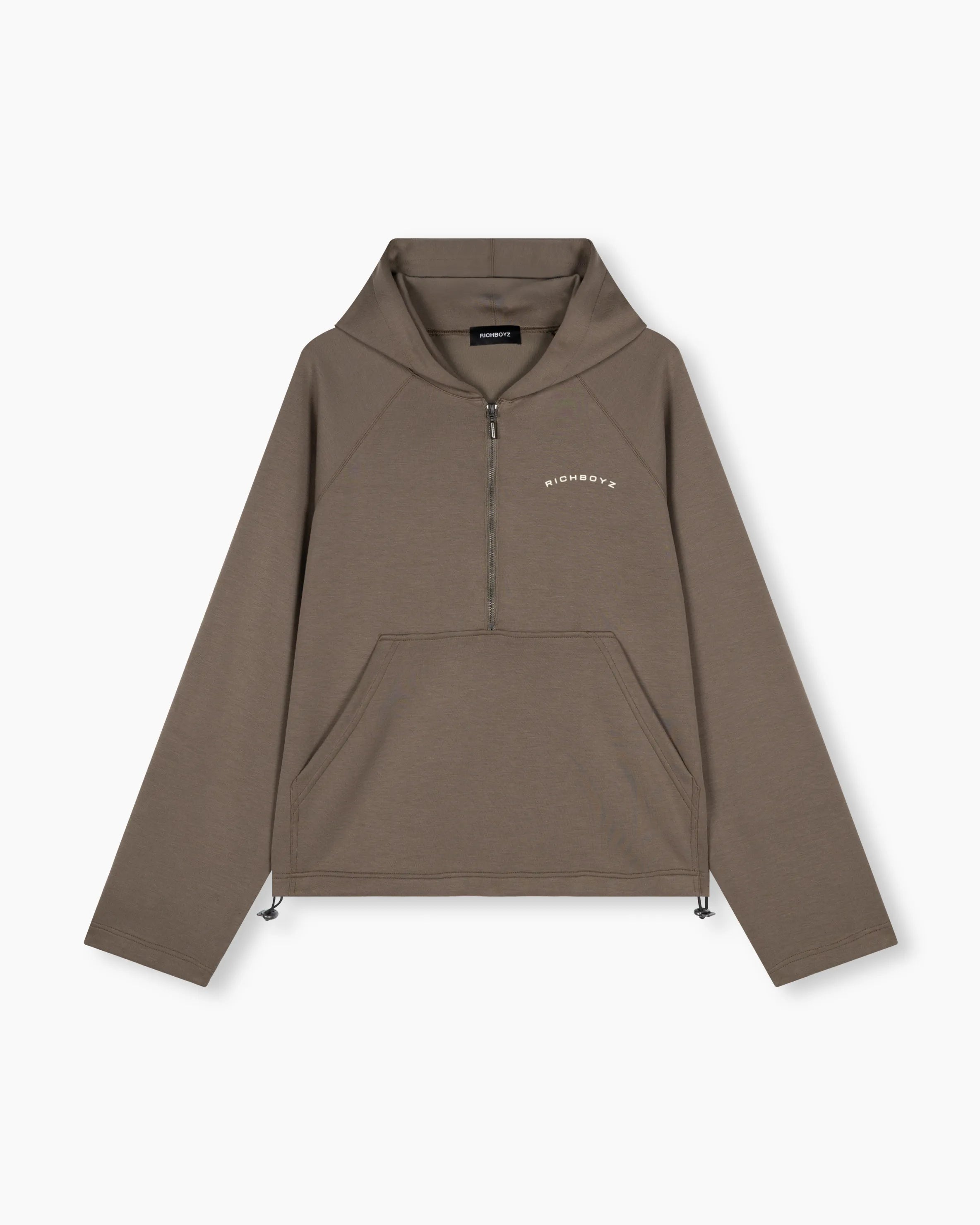 Airy Quarter Zip Hoodie - Khaki