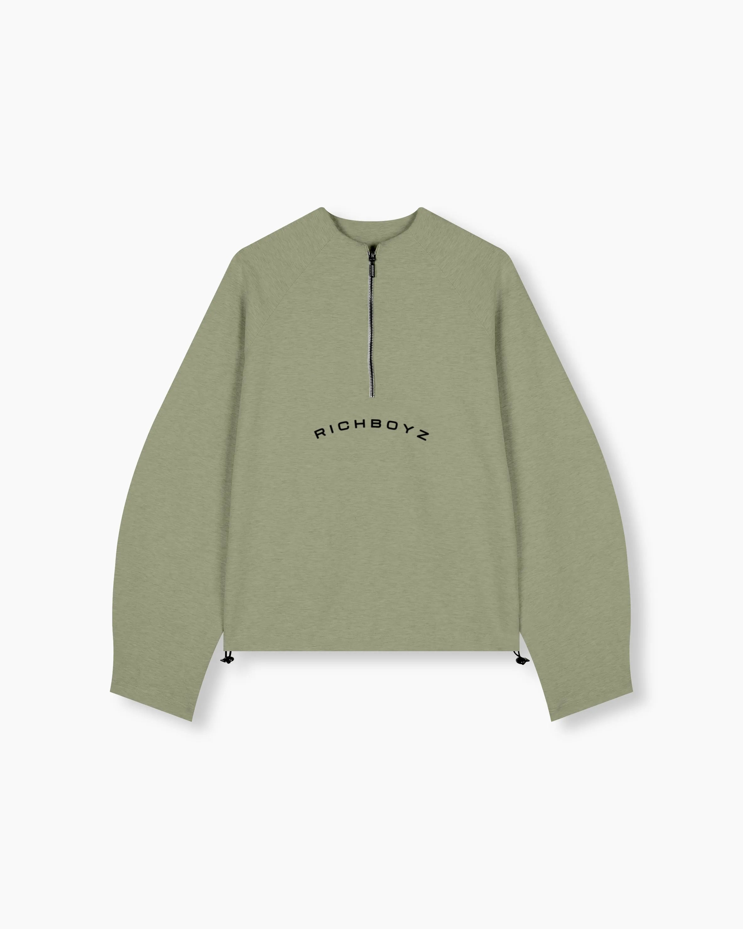 Green long-sleeve shirt with 'RICHBOYZ' logo on a white background