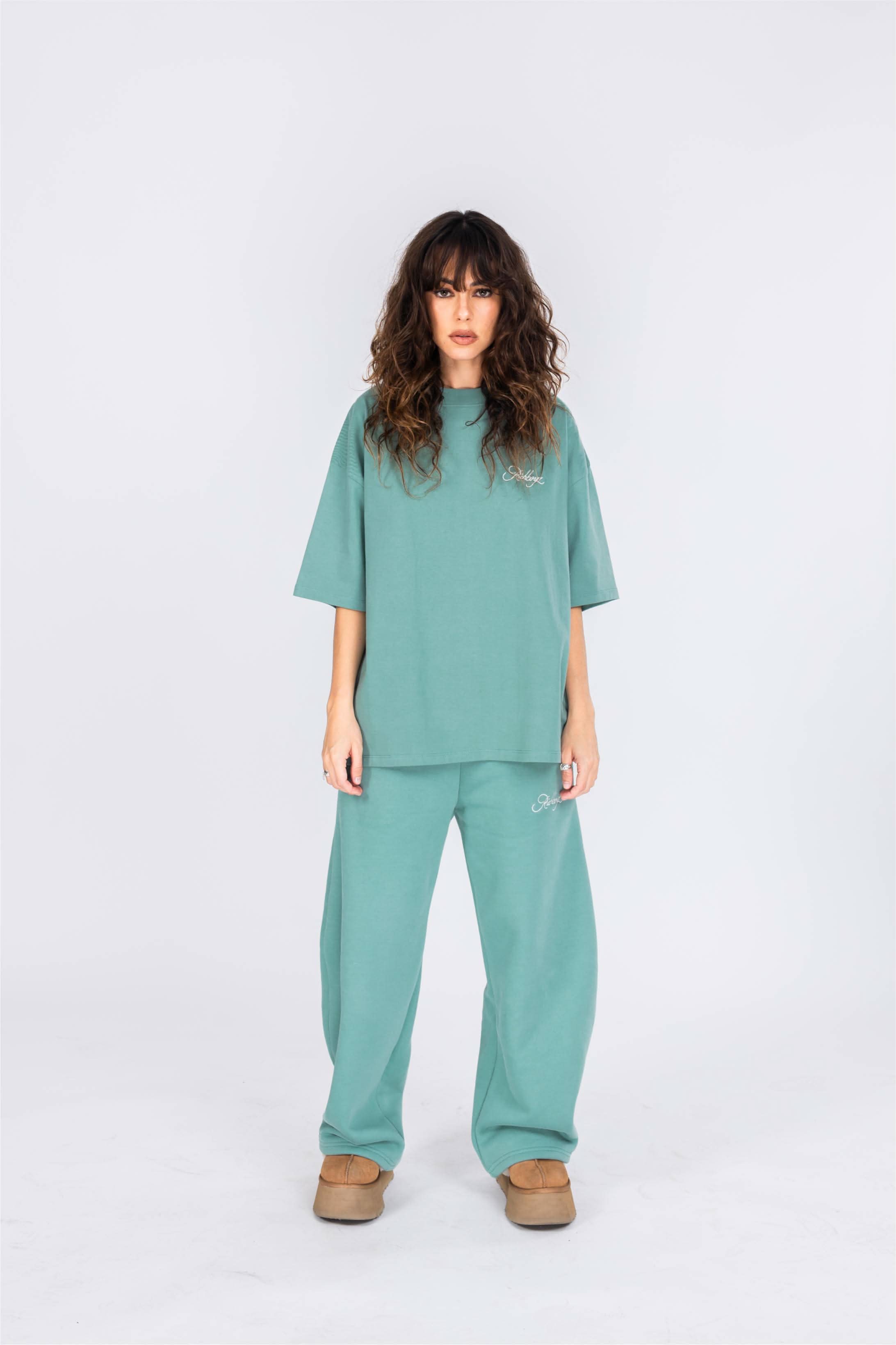 Wide Leg Sweatpants - Jade