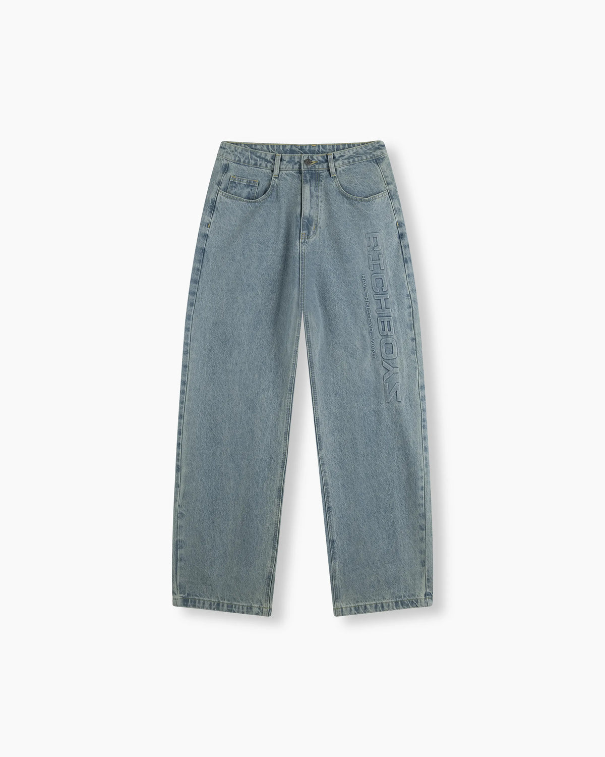 Straight Denim Pants - Washed Blue