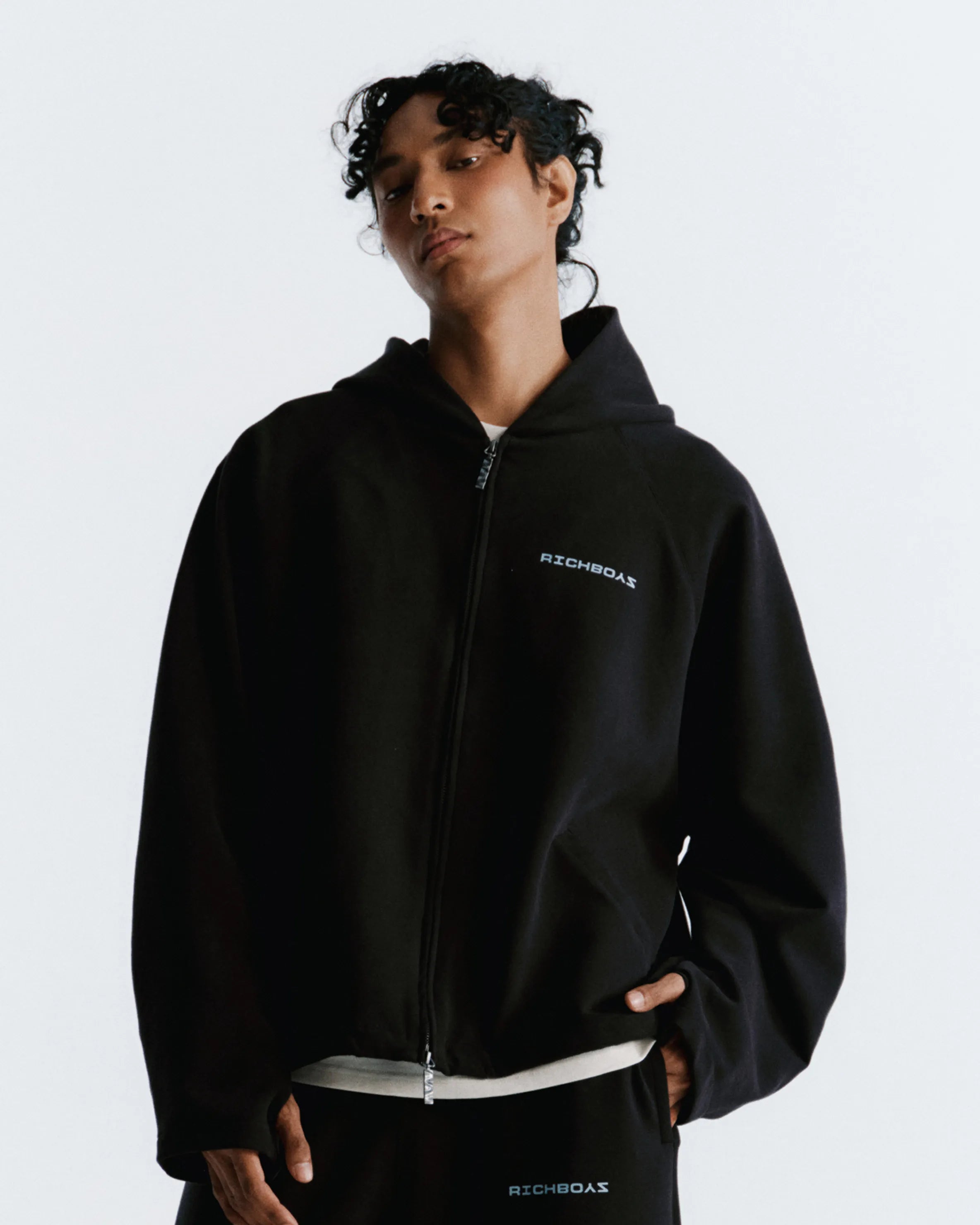 Airy Zip Hoodie - Black