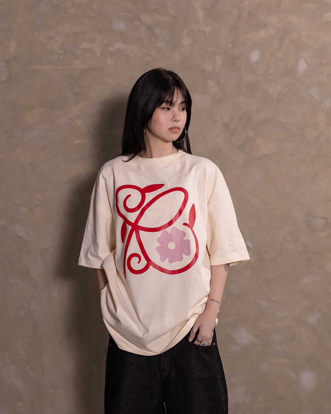 Relaxed Drop Shoulder Tee - Rosé