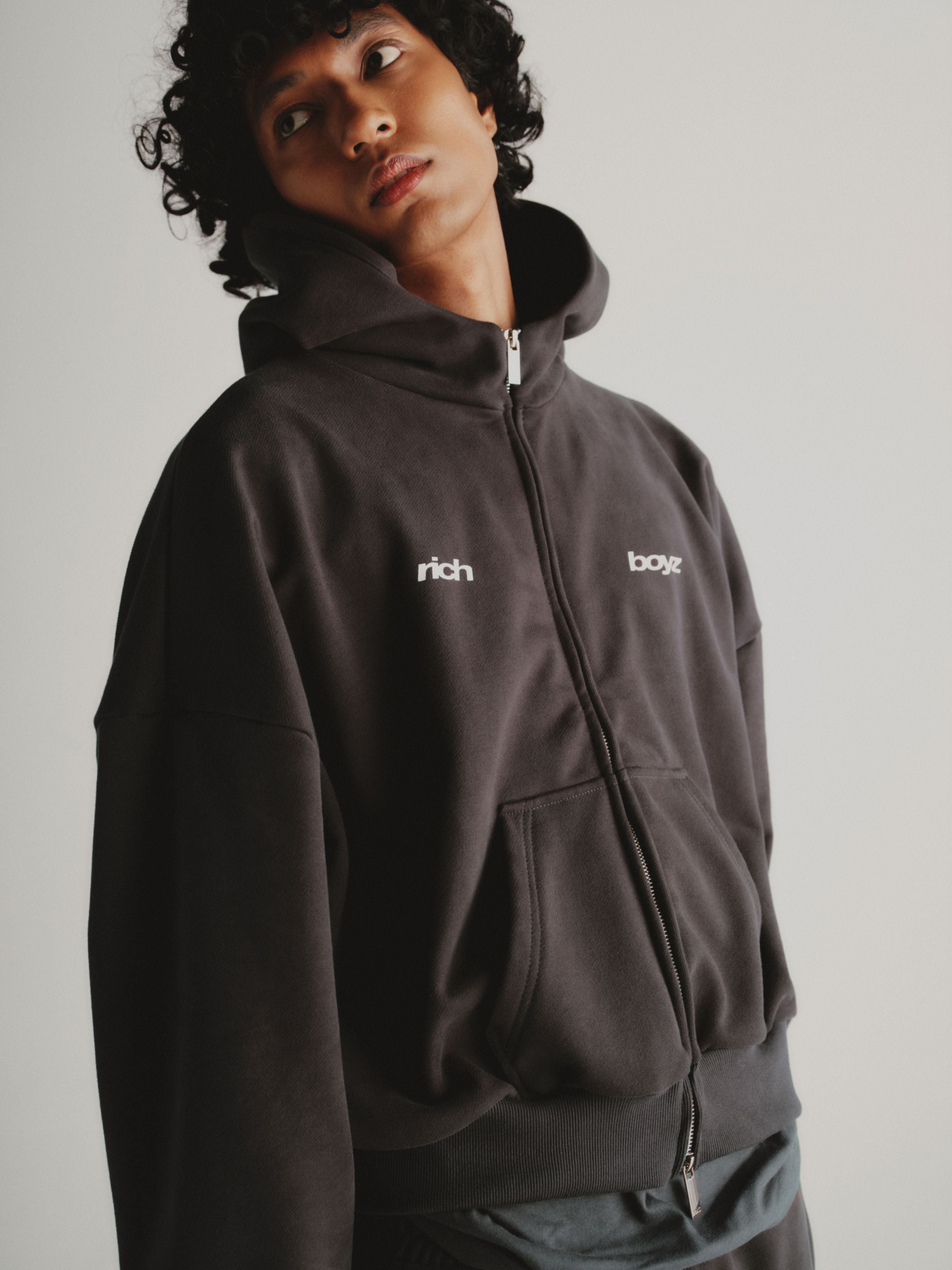 Double Zip Box Hoodie - Asphalt