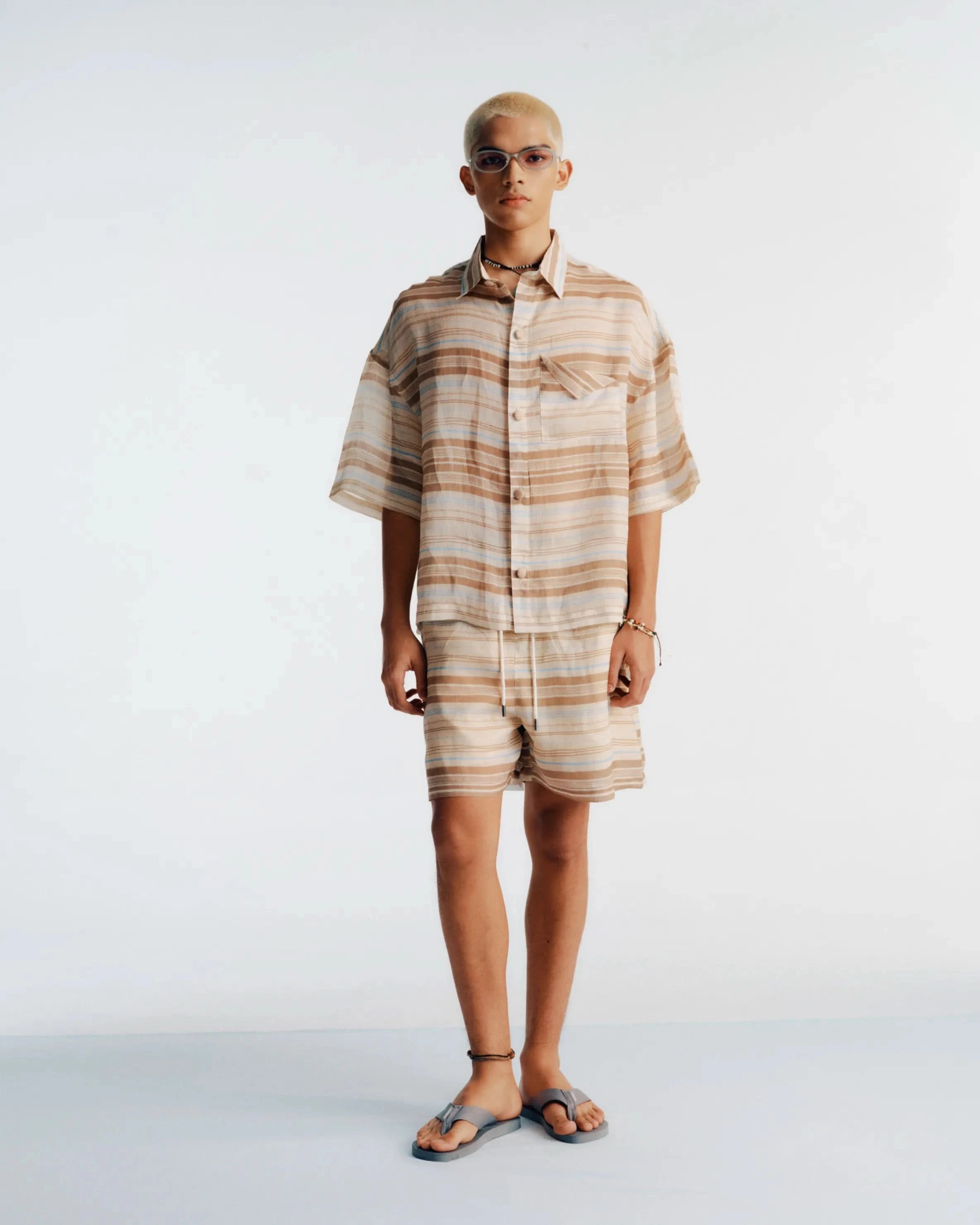 Box Linen Polo - Brown