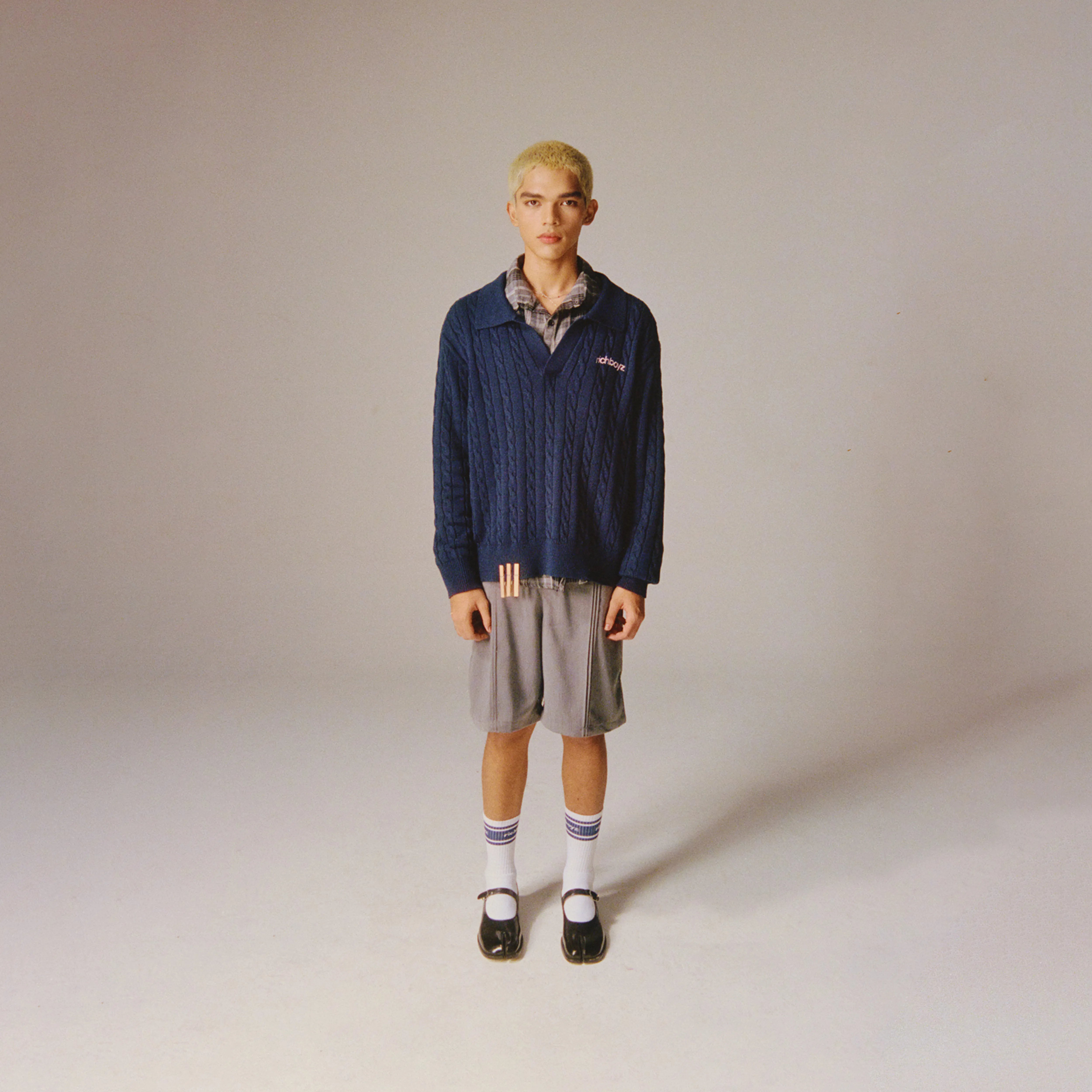 Cable Knit Polo Sweater - Everblue