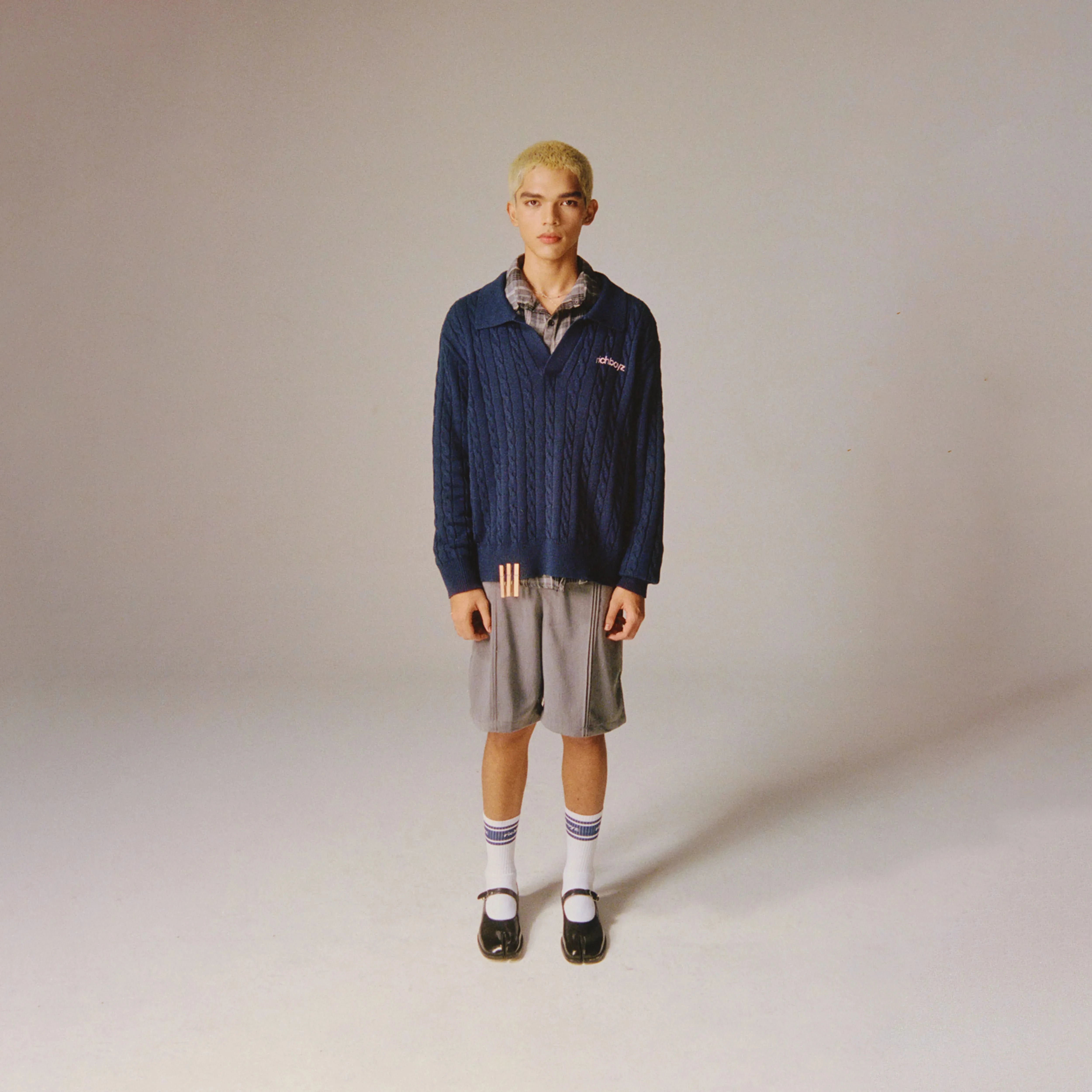 Cable Knit Polo Sweater - Everblue