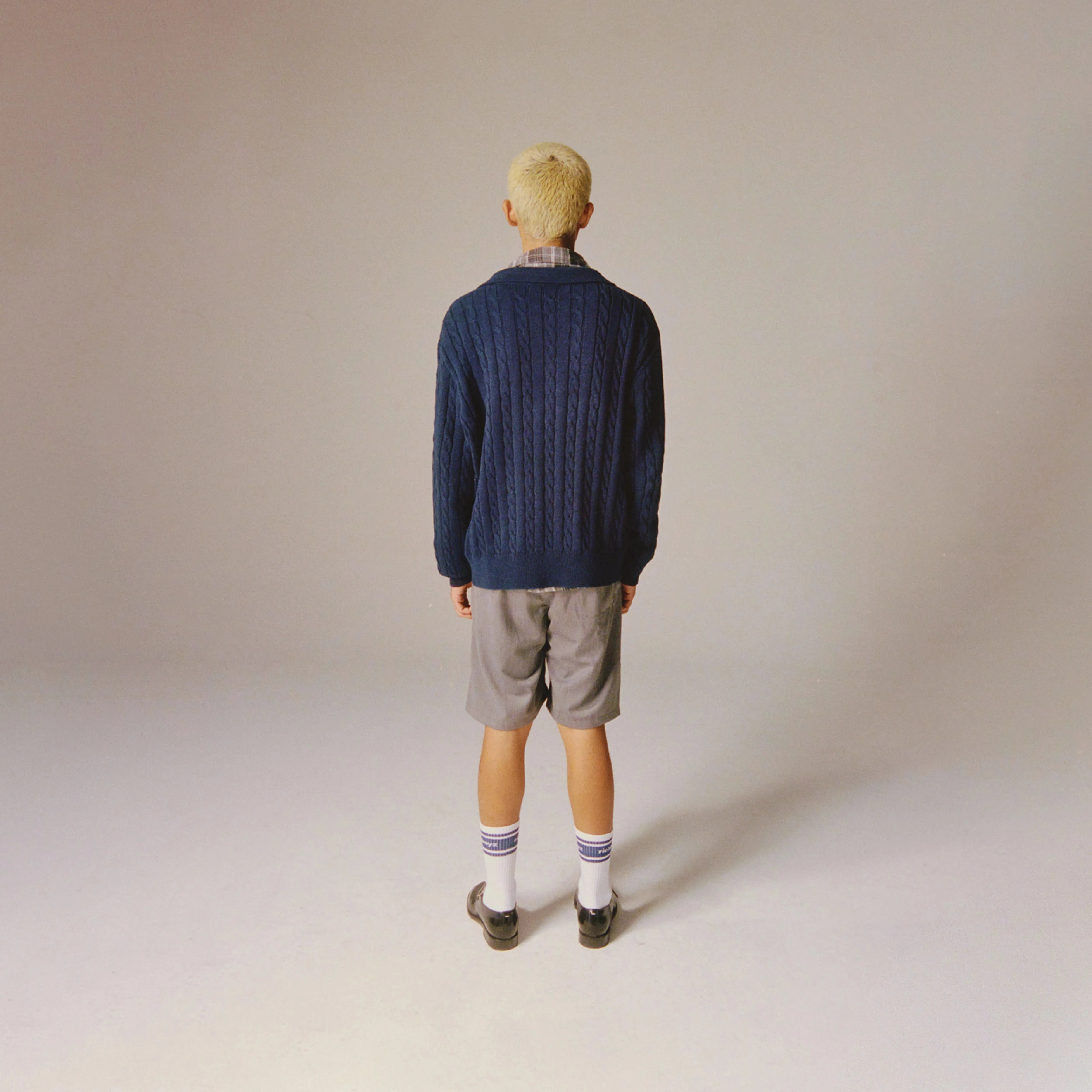 Cable Knit Polo Sweater - Everblue