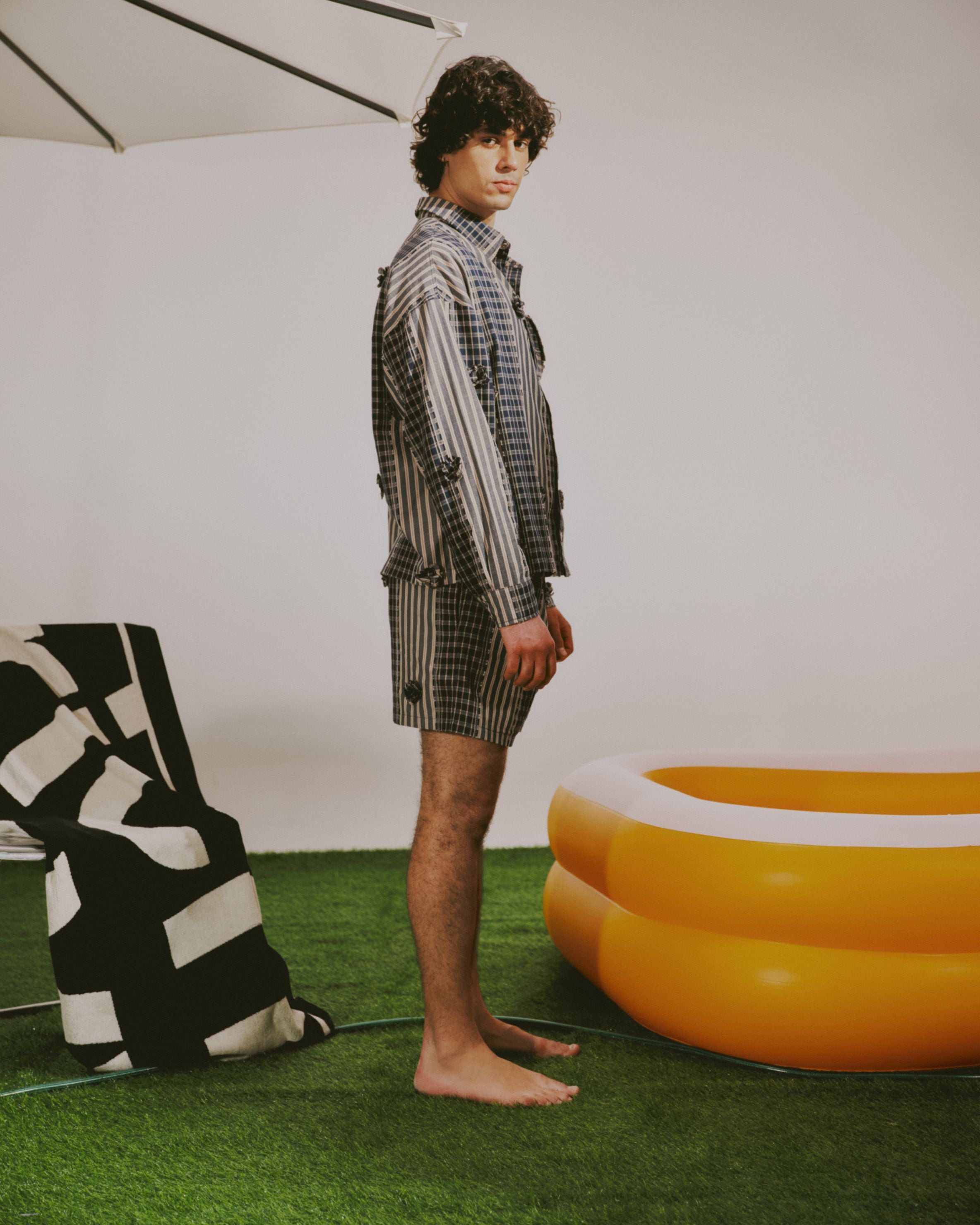 Box Polo Long sleeve Plaid - Navy Blue