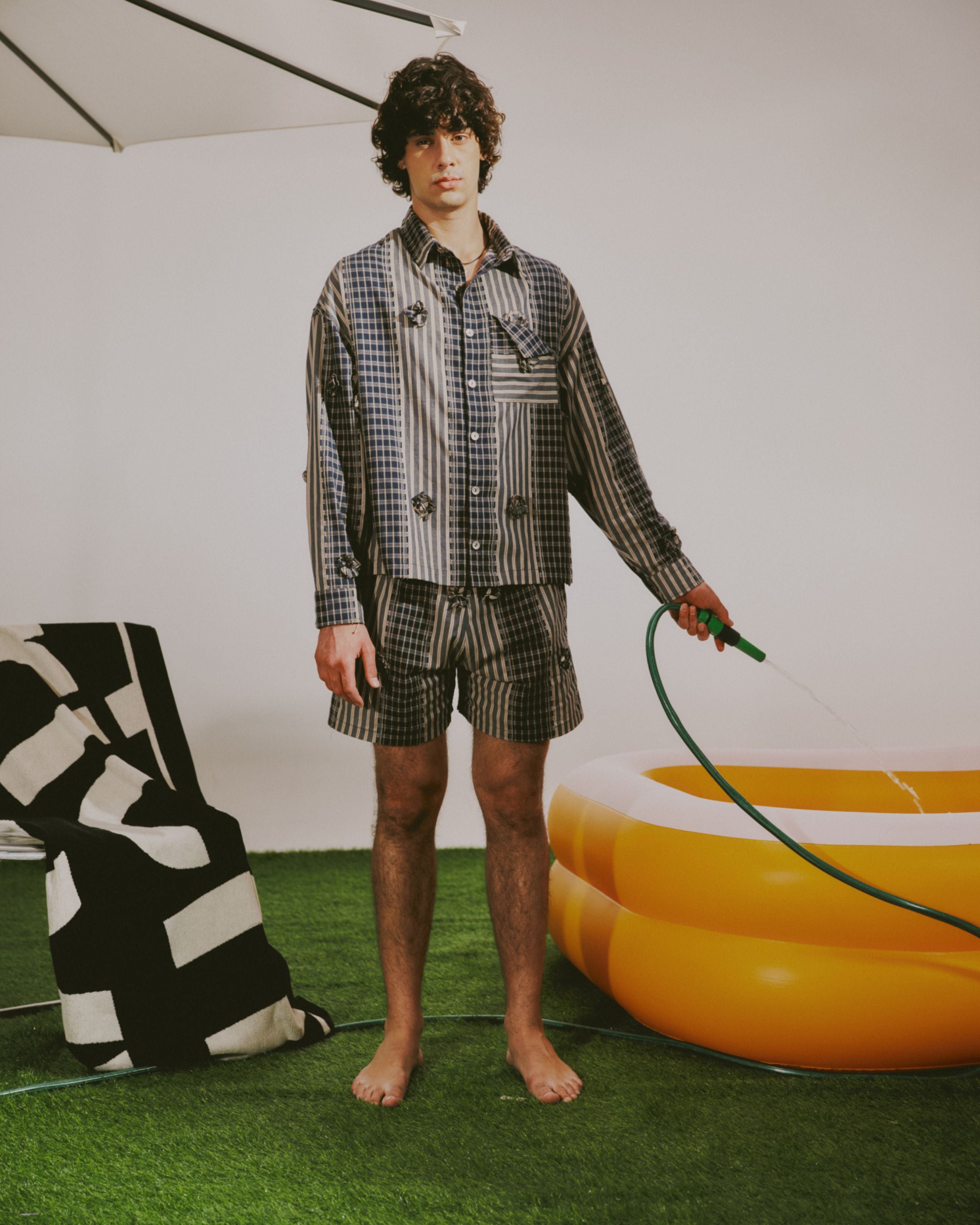 Box Polo Long sleeve Plaid - Navy Blue