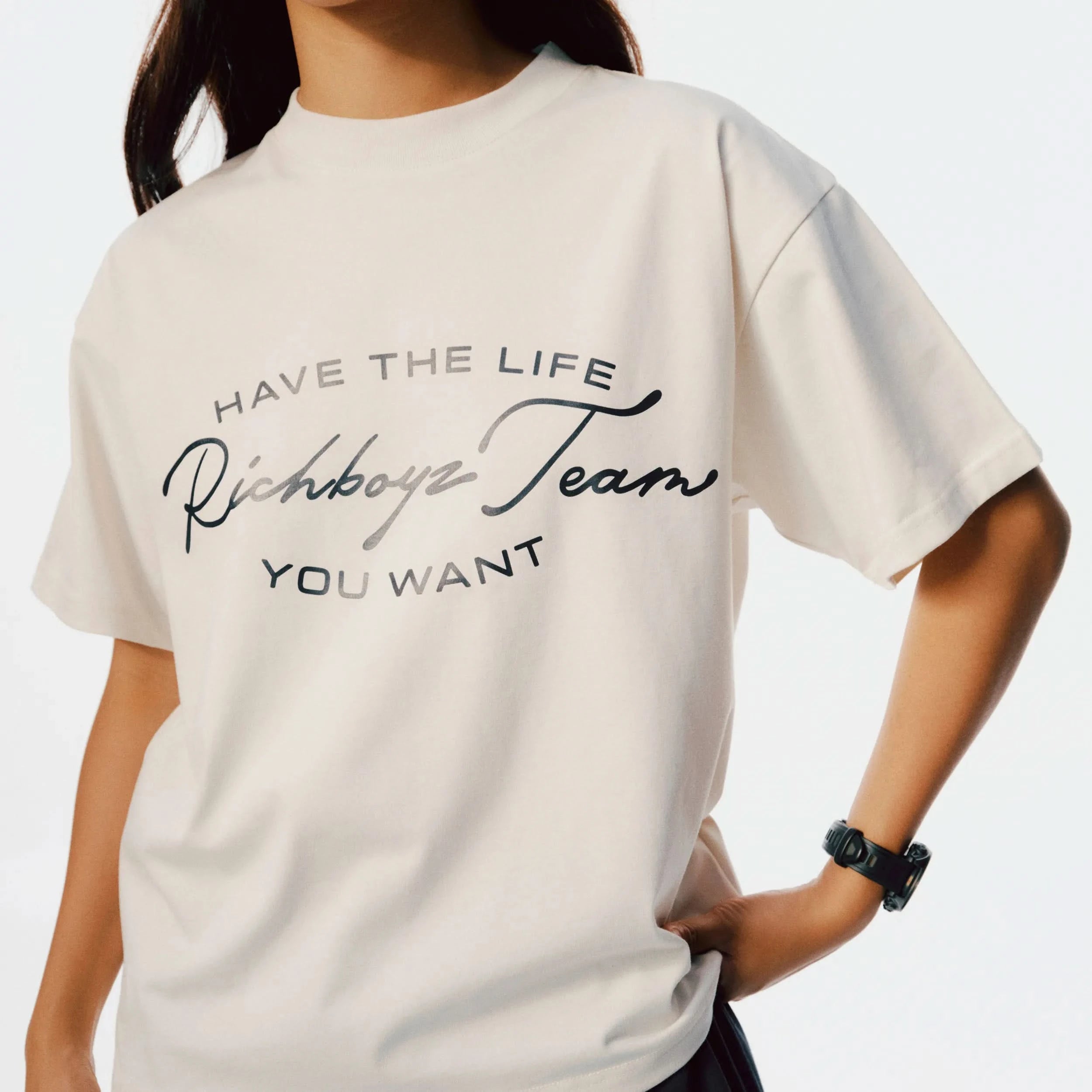 Close-up of Club Tee soft fabric texture and clean finish in White