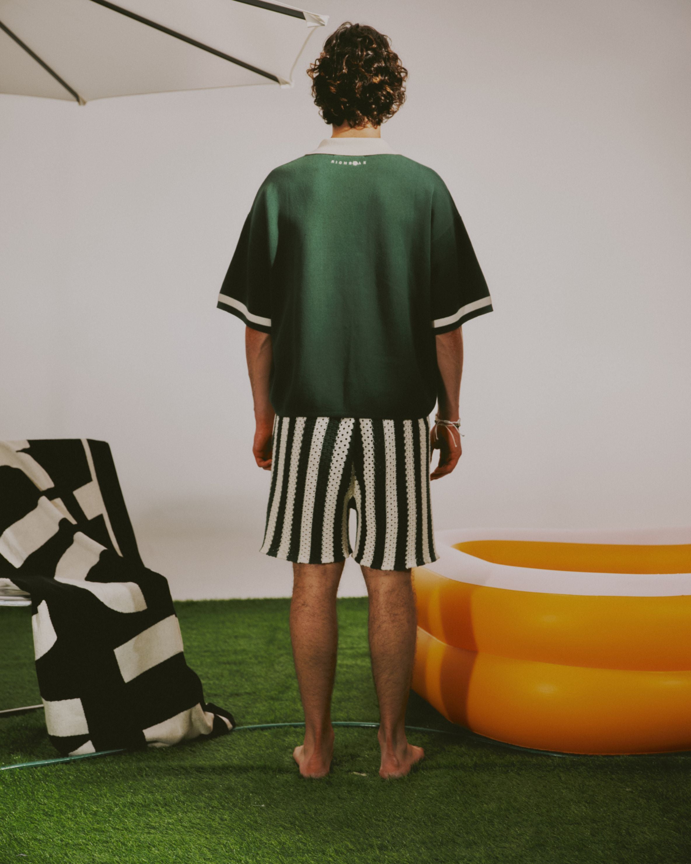 Knitted Pointelle Shorts - Leaf