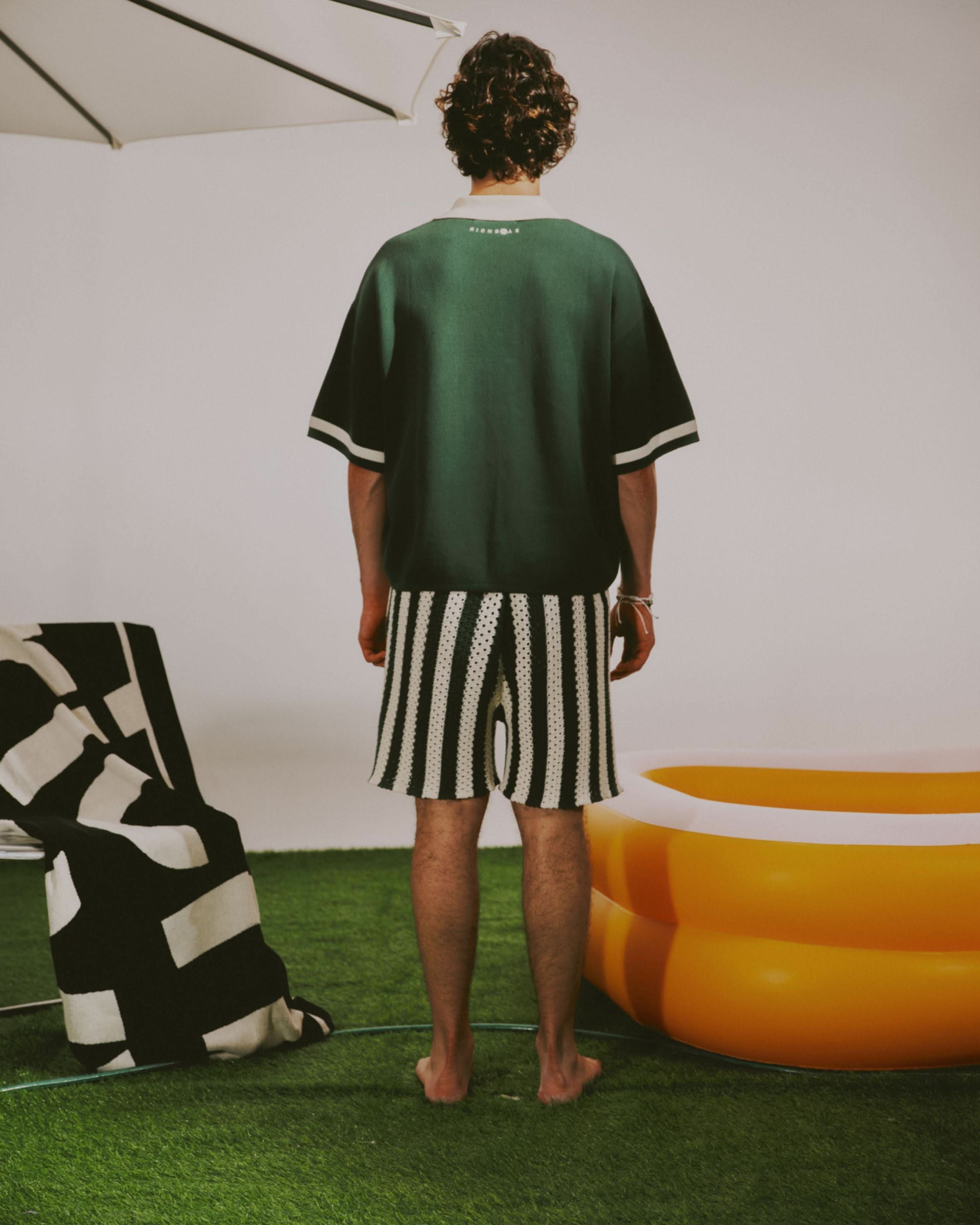 Knitted Pointelle Shorts - Leaf