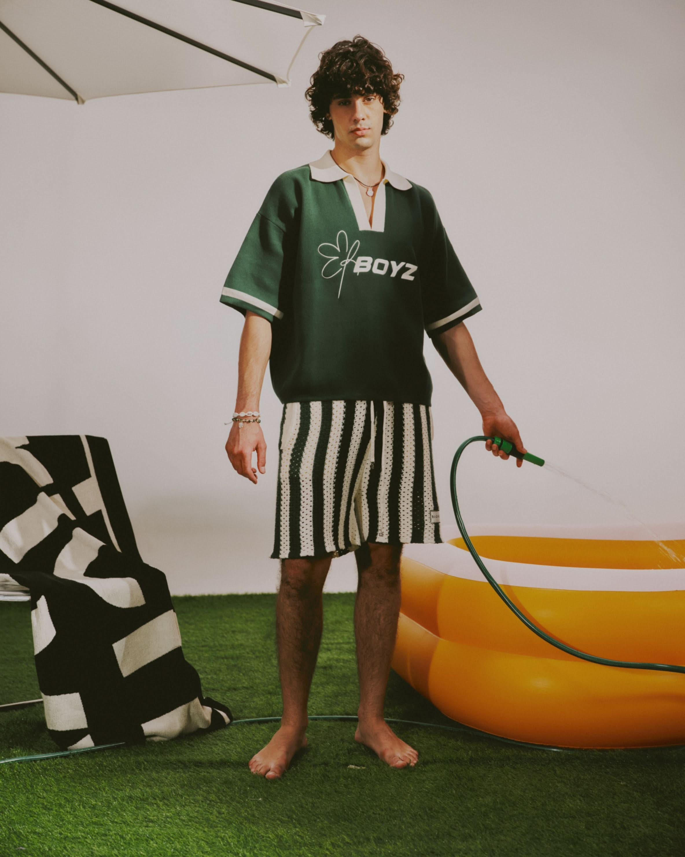Knitted Pointelle Shorts - Leaf