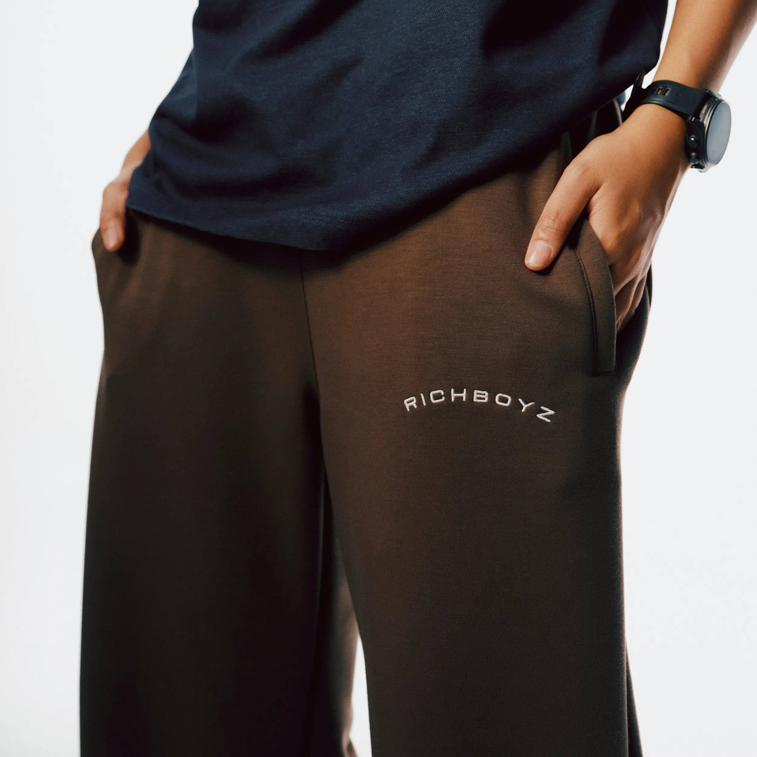 Close-up of Airy Lounge Pants soft fabric texture and waistband detail in Khaki