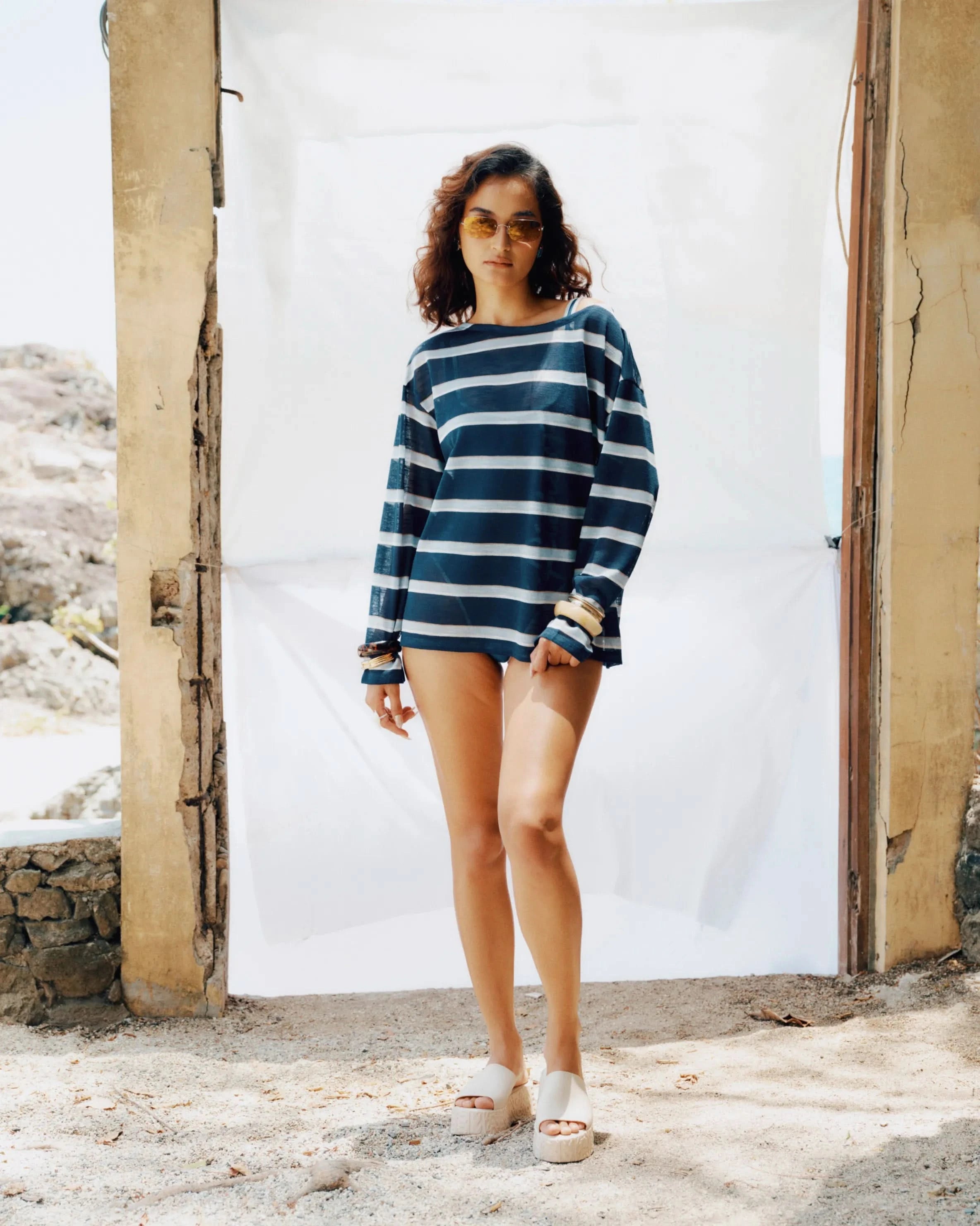 Striped Cover Up - Blue