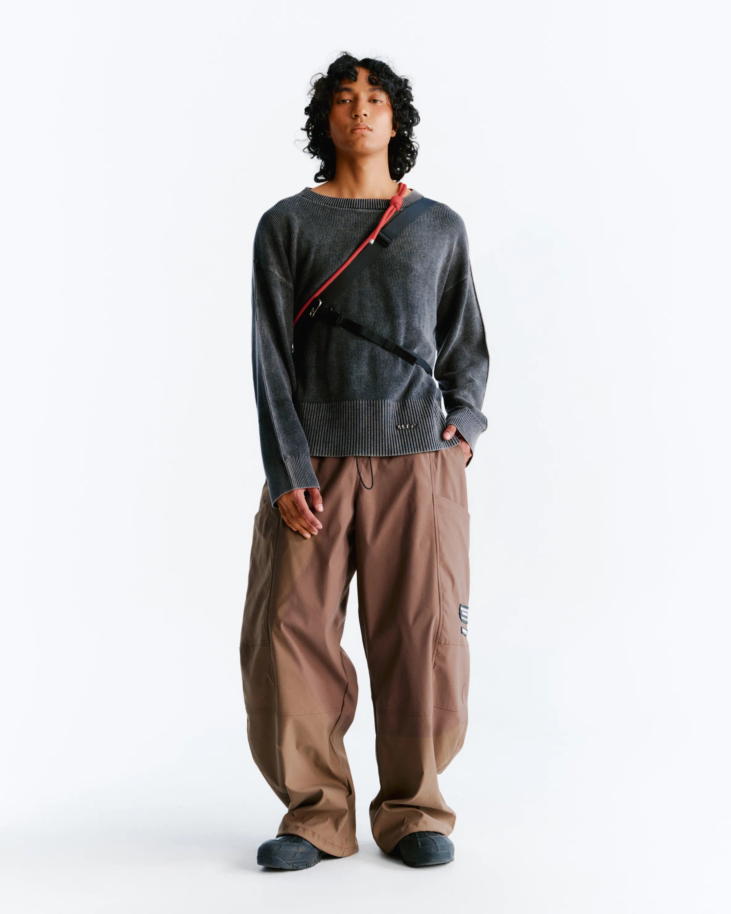 Washed Knitted Sweater - Black