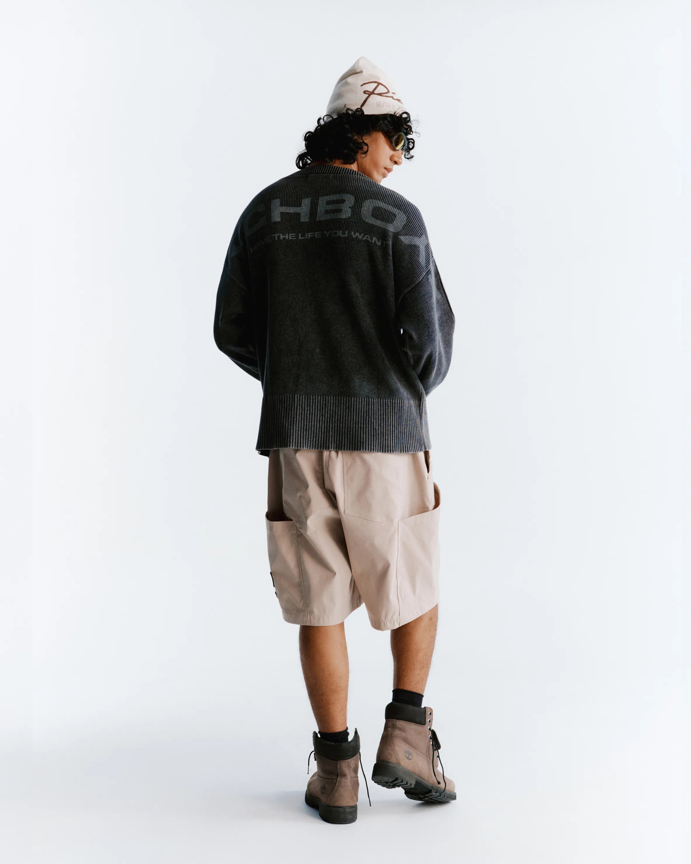 Washed Knitted Sweater - Black