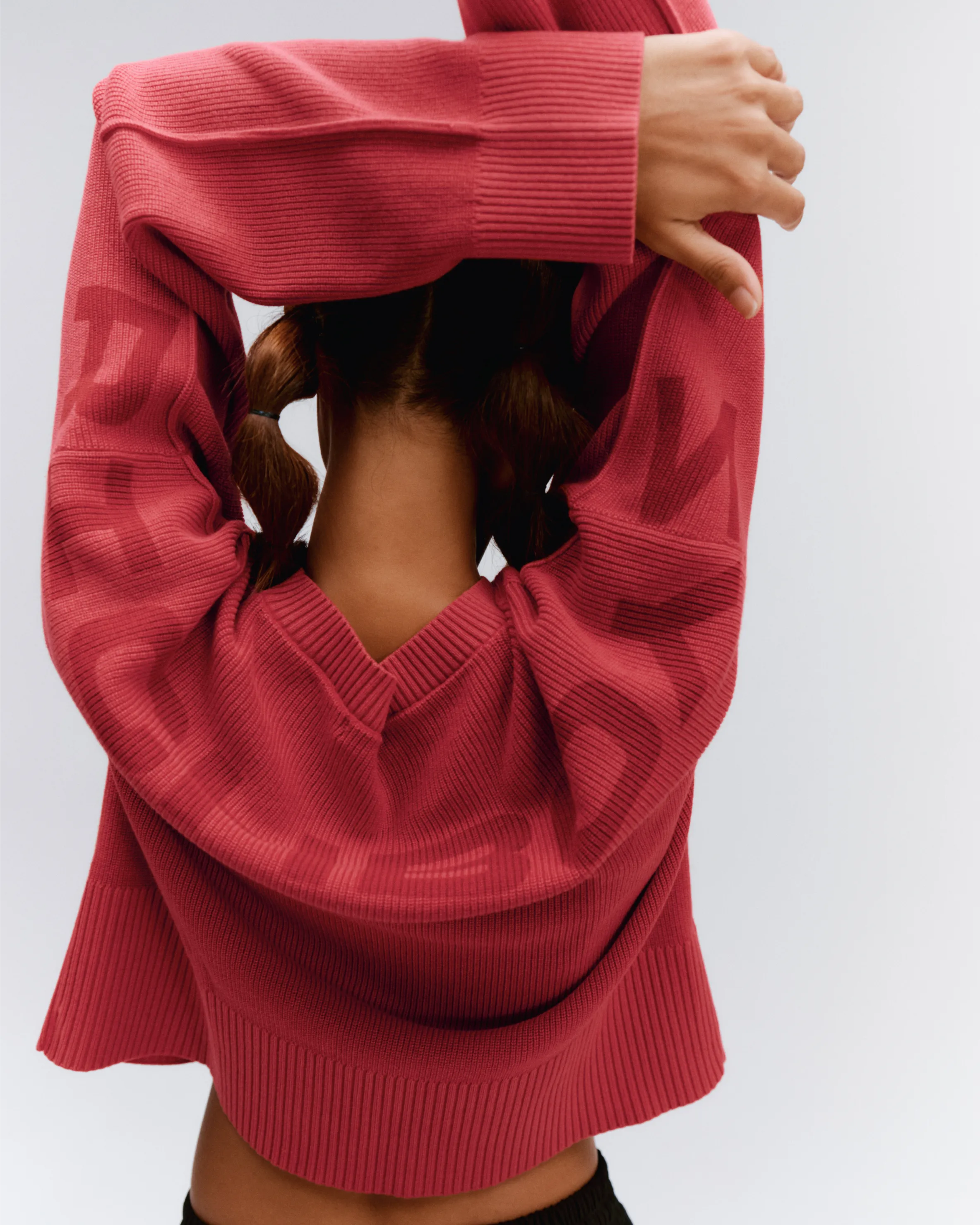 Washed Knitted Sweater - Red