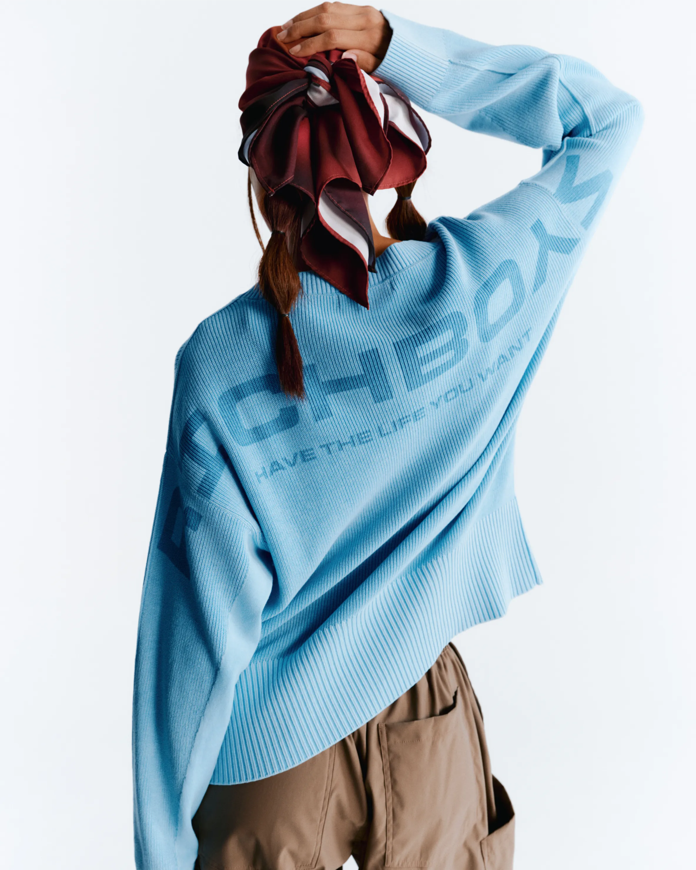 Washed Knitted Sweater - Sky Blue