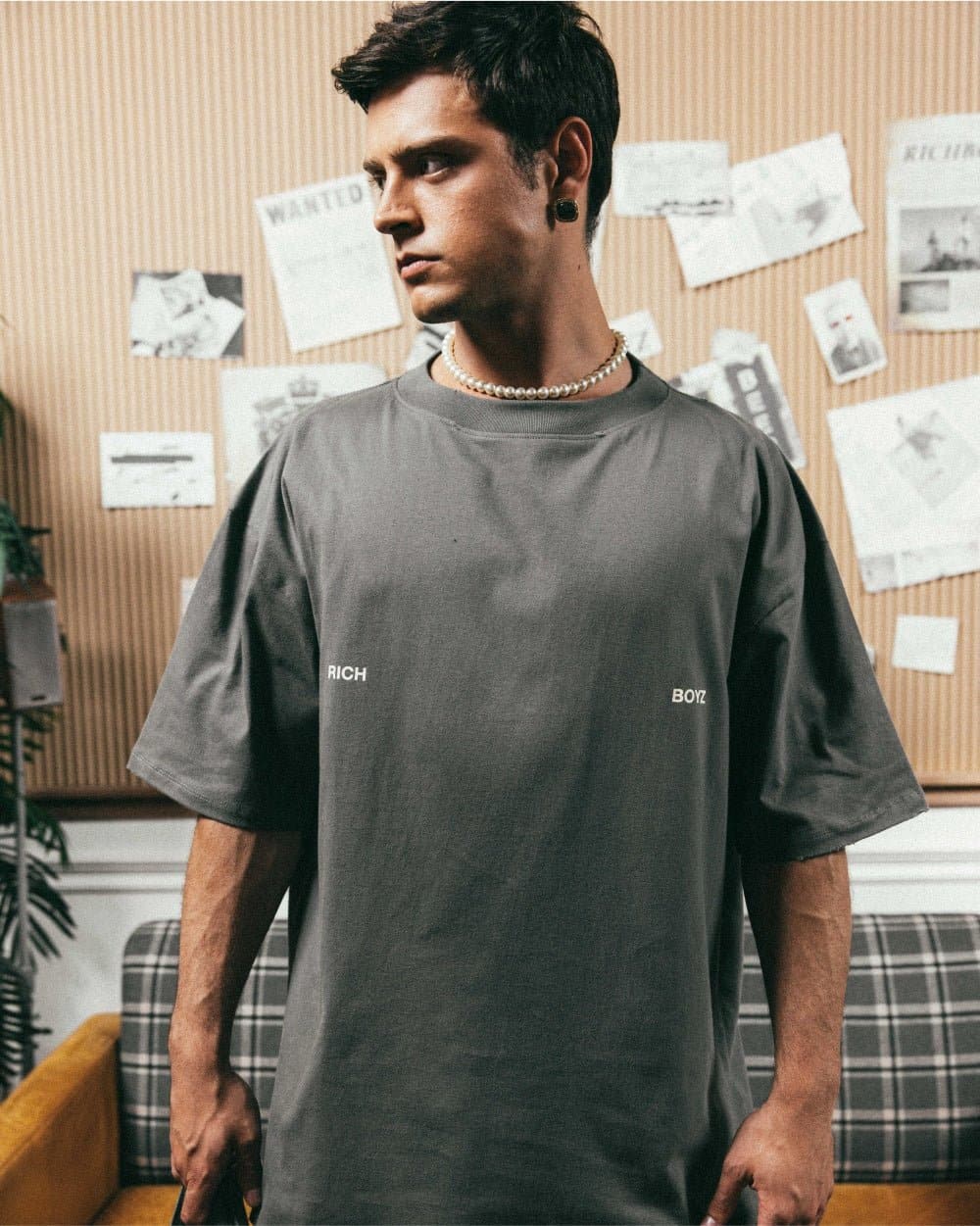RELAXED DROP SHOULDER TEE - SMOKE - Richboyz