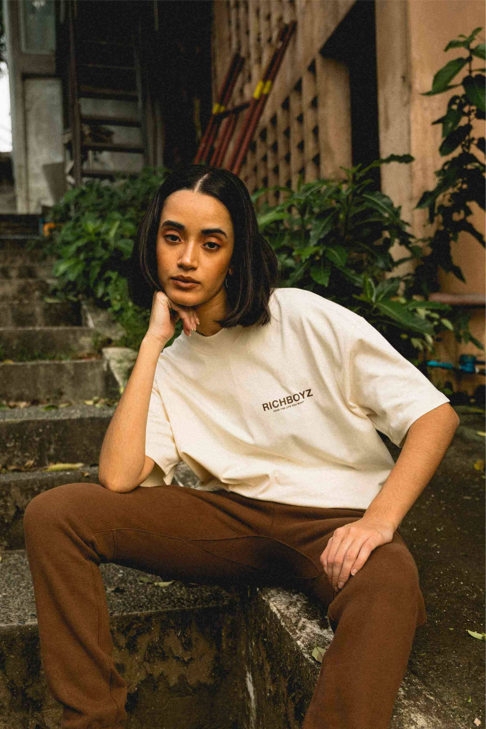 Drop Shoulder Tee - Cream