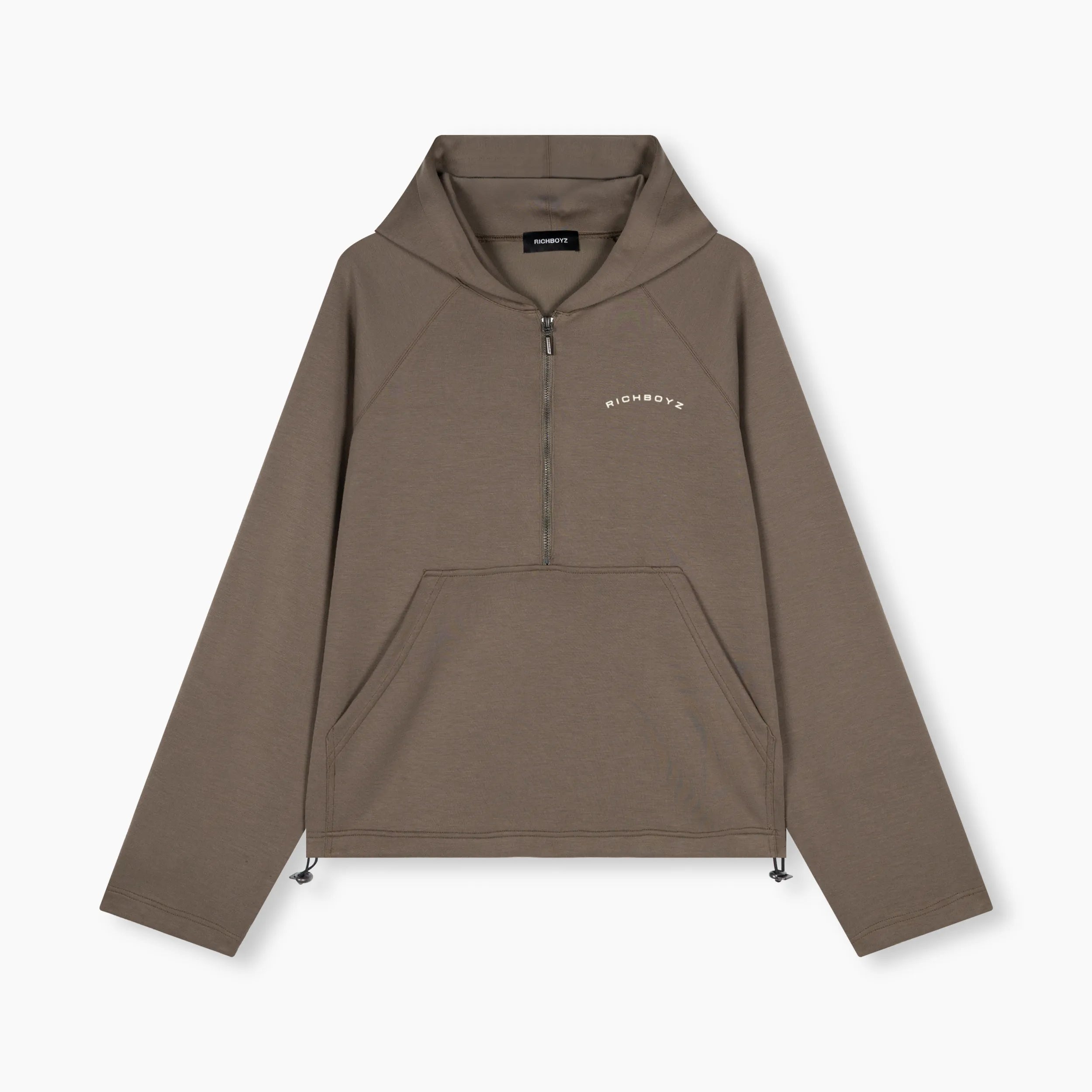 Airy Quarter Zip Hoodie - Khaki